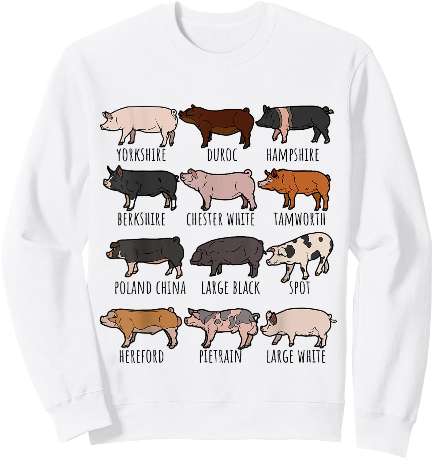 Type of Pigs Breeds Collection,Cute Piggery farm Pig Farmers Sweatshirt - Sweatshirt | White