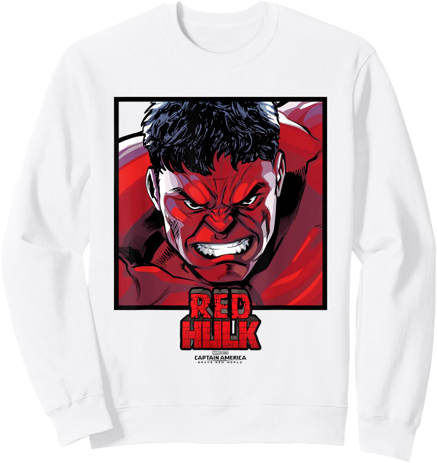 Marvel Captain America: Brave New World Red Hulk Face Panel , grey, S Sweatshirt - Sweatshirt | White