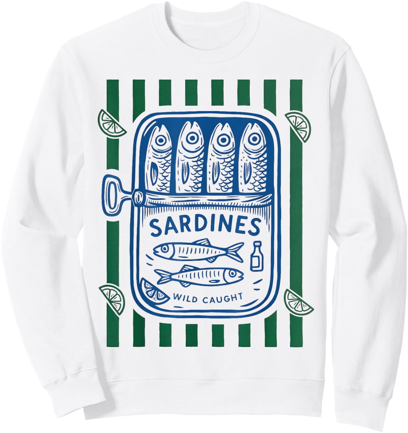Les Sardines Fisherman Aesthetic Coastal Sardine Tinned Fish Sweatshirt - Sweatshirt | White