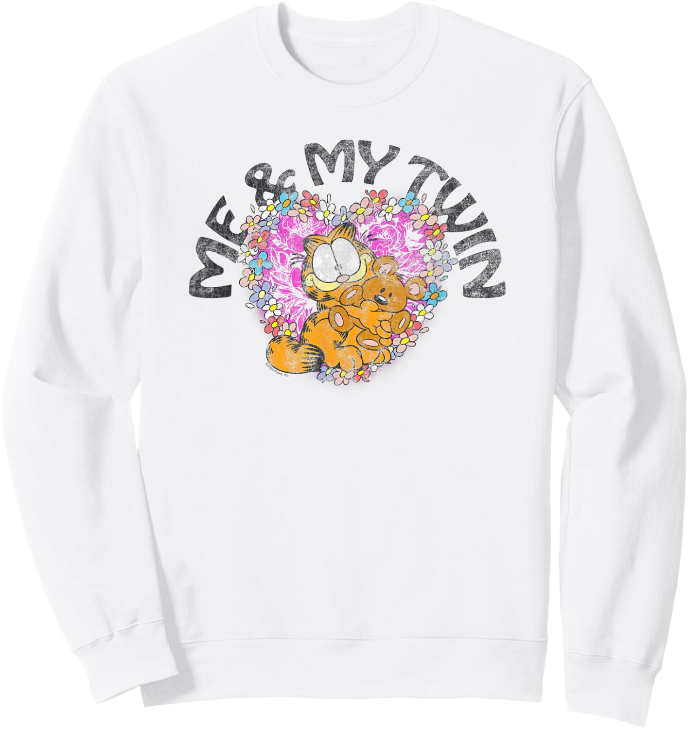 Garfield Me and My Twin Flower Heart Pookie Retro Cute Cat Sweatshirt - Sweatshirt | White