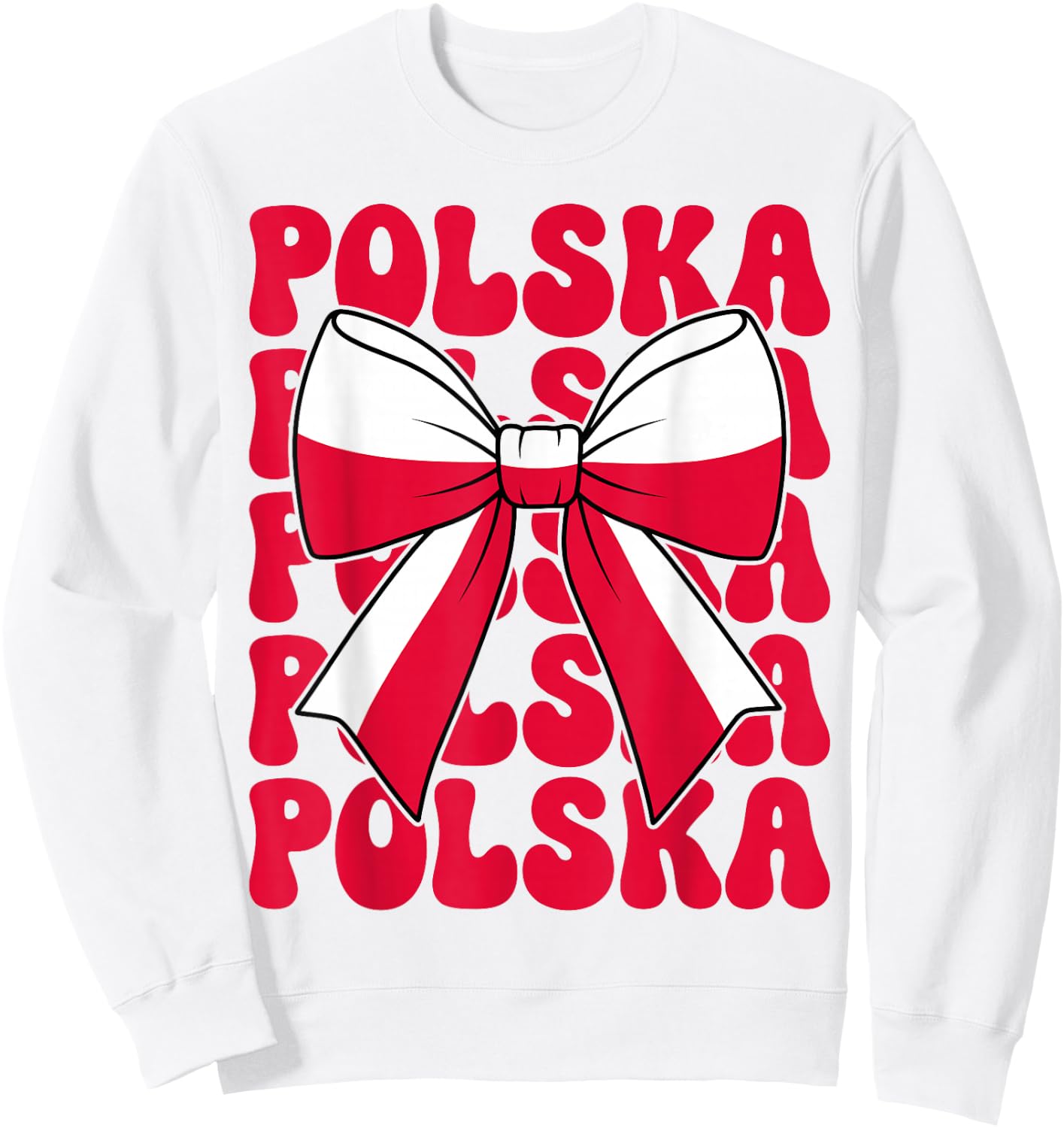 Polish Girl Coquette Bow Poland Flag Cute Polish Polska Sweatshirt - Sweatshirt | White