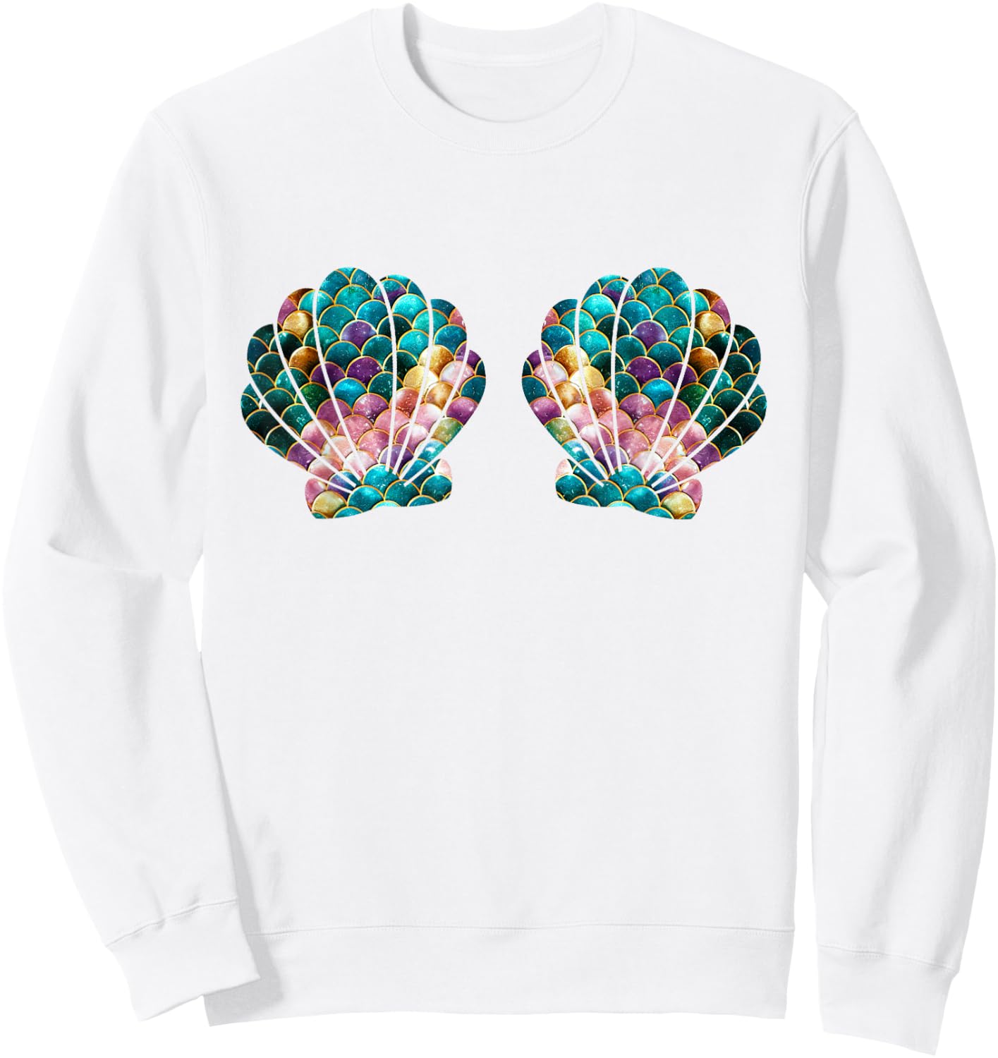 Mermaid Seashell Bra Cartoon Sea Shell Graphic Costume Sweatshirt - Sweatshirt | White