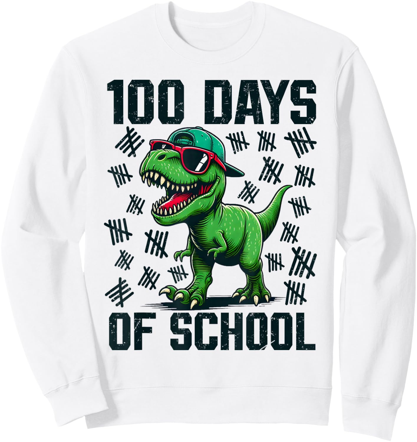 100 Days of School Dinosaur 100th Day Of School Boys Toddler Sweatshirt - Sweatshirt | White