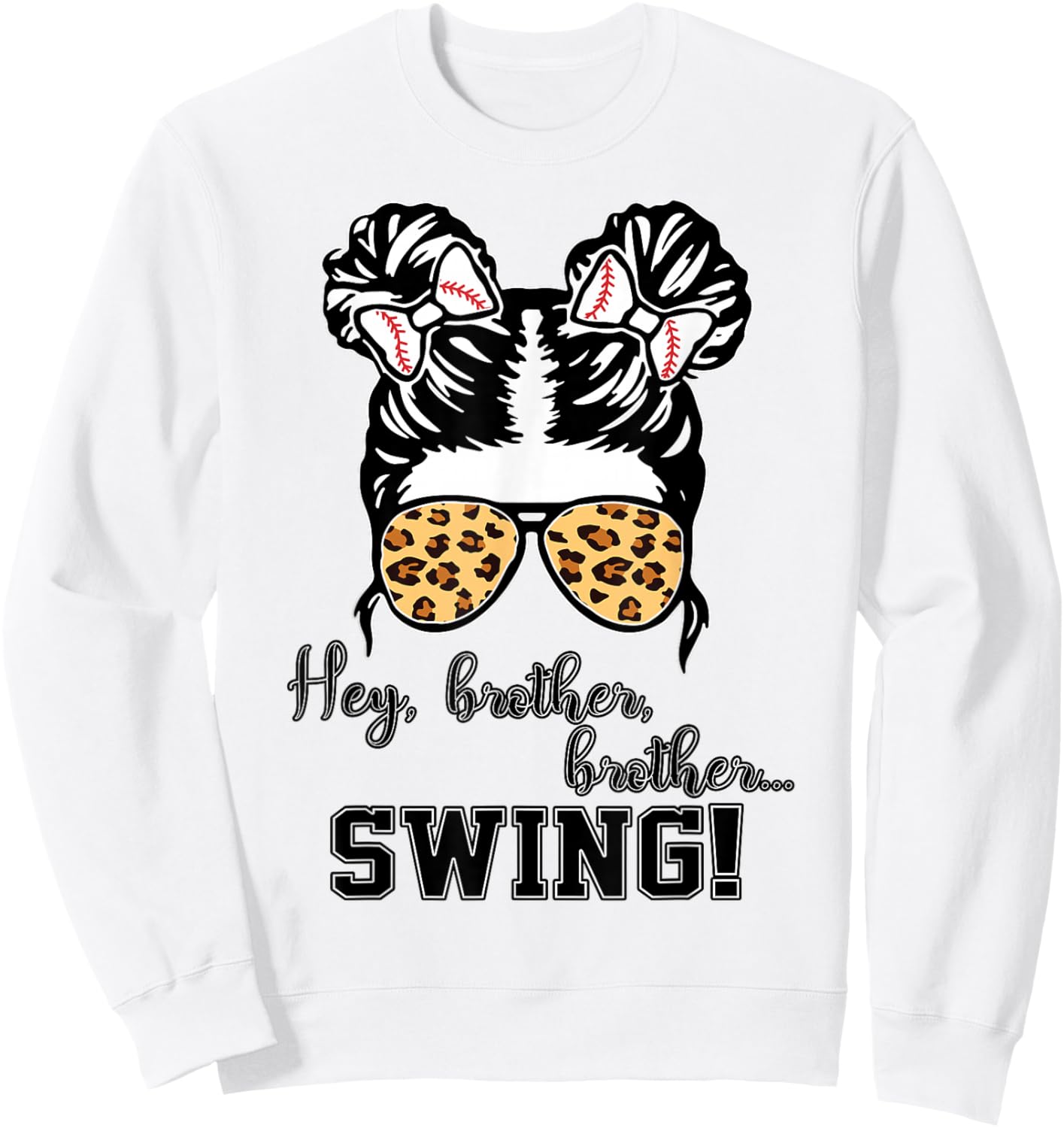 Kids Baseball Sister Hey Brother Brother Swing Toddler Girls Sweatshirt - Sweatshirt | White