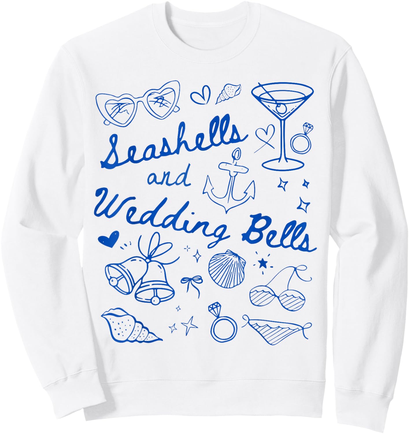 Seashells and Wedding Bells Bridesmaid Bachelorette Party Sweatshirt - Sweatshirt | White