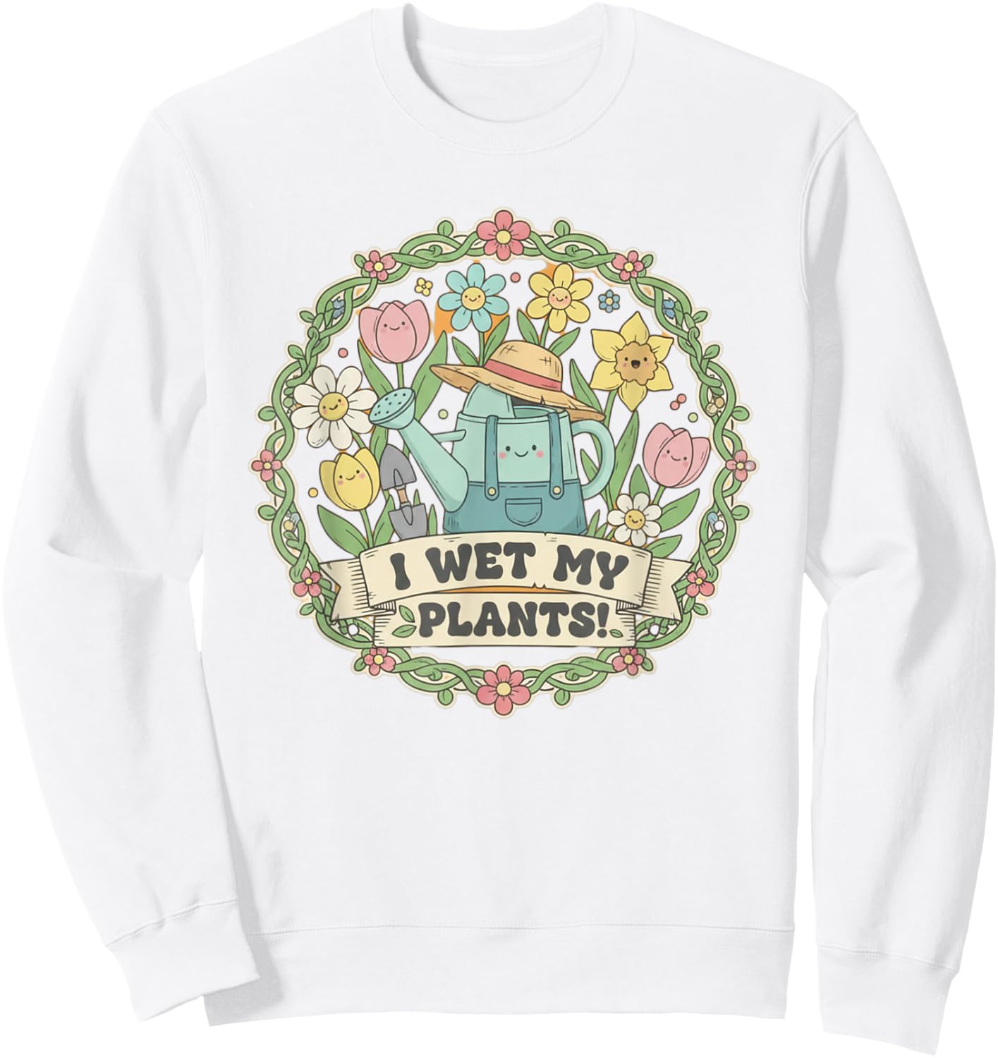 I Wet My Plants, Funny Gardening Sweatshirt - Sweatshirt | White