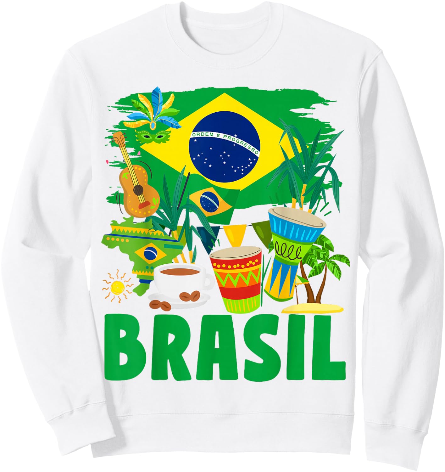 Brazil Flag for Kids - Brazil and Brazil Flag , Yellow, S Sweatshirt - Sweatshirt | White