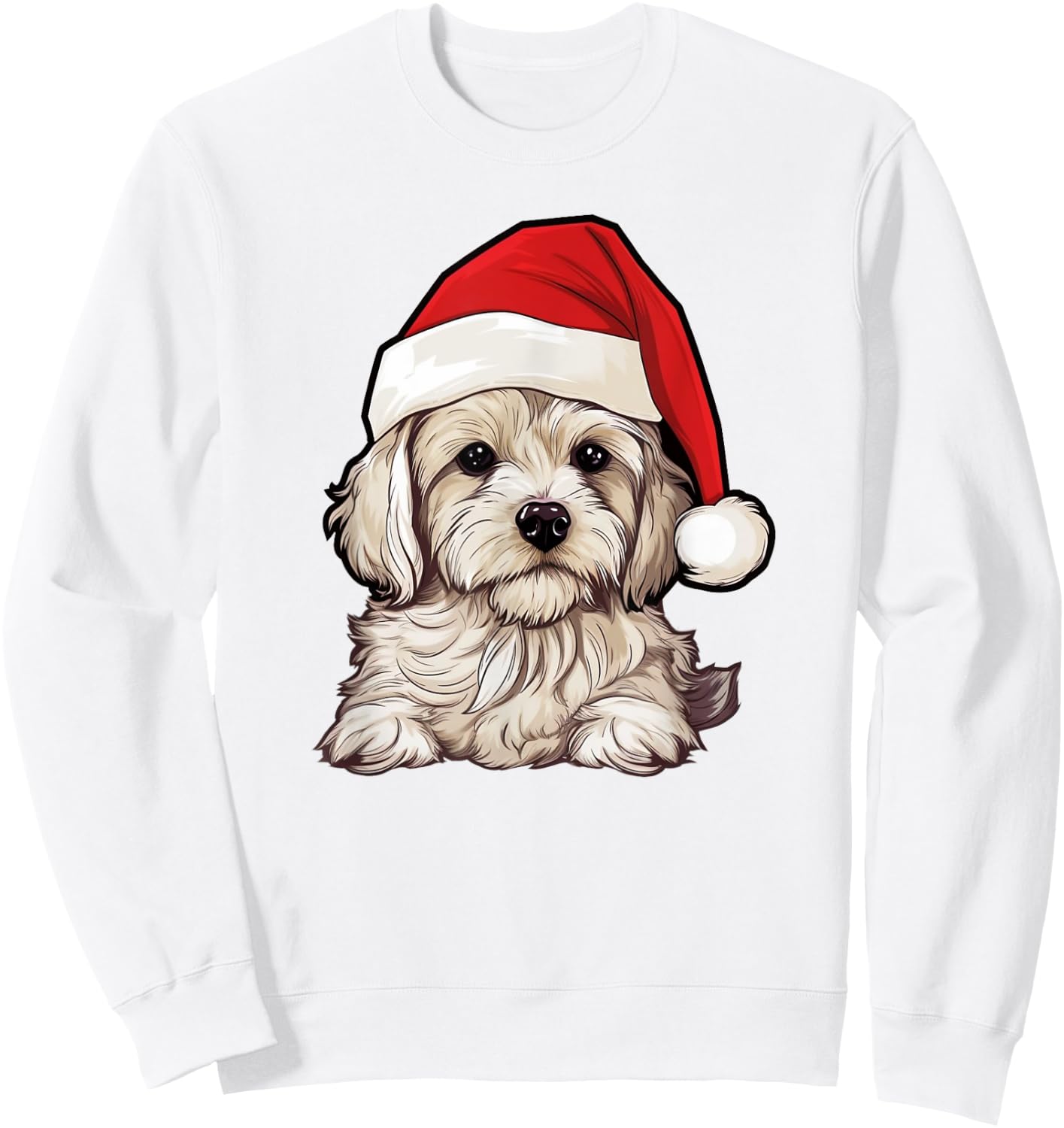 Cavachon Santa Hat Christmas Dog Lovers Gift Mom Dad Xmas Men Women Kids Sweatshirt - Sweatshirt | White