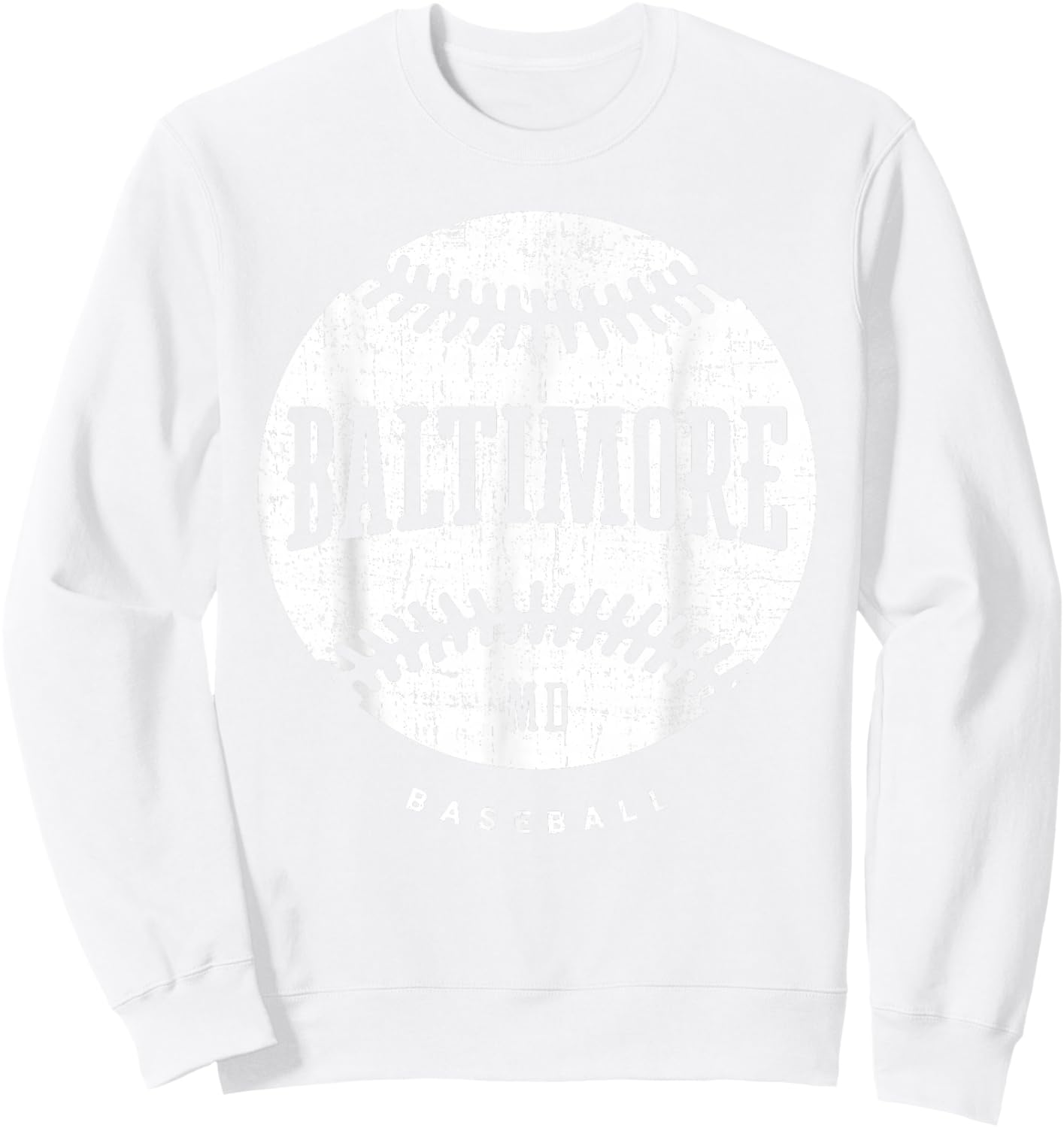 Baltimore Baseball Retro Vintage Design Baseball Lover Sweatshirt - Sweatshirt | White