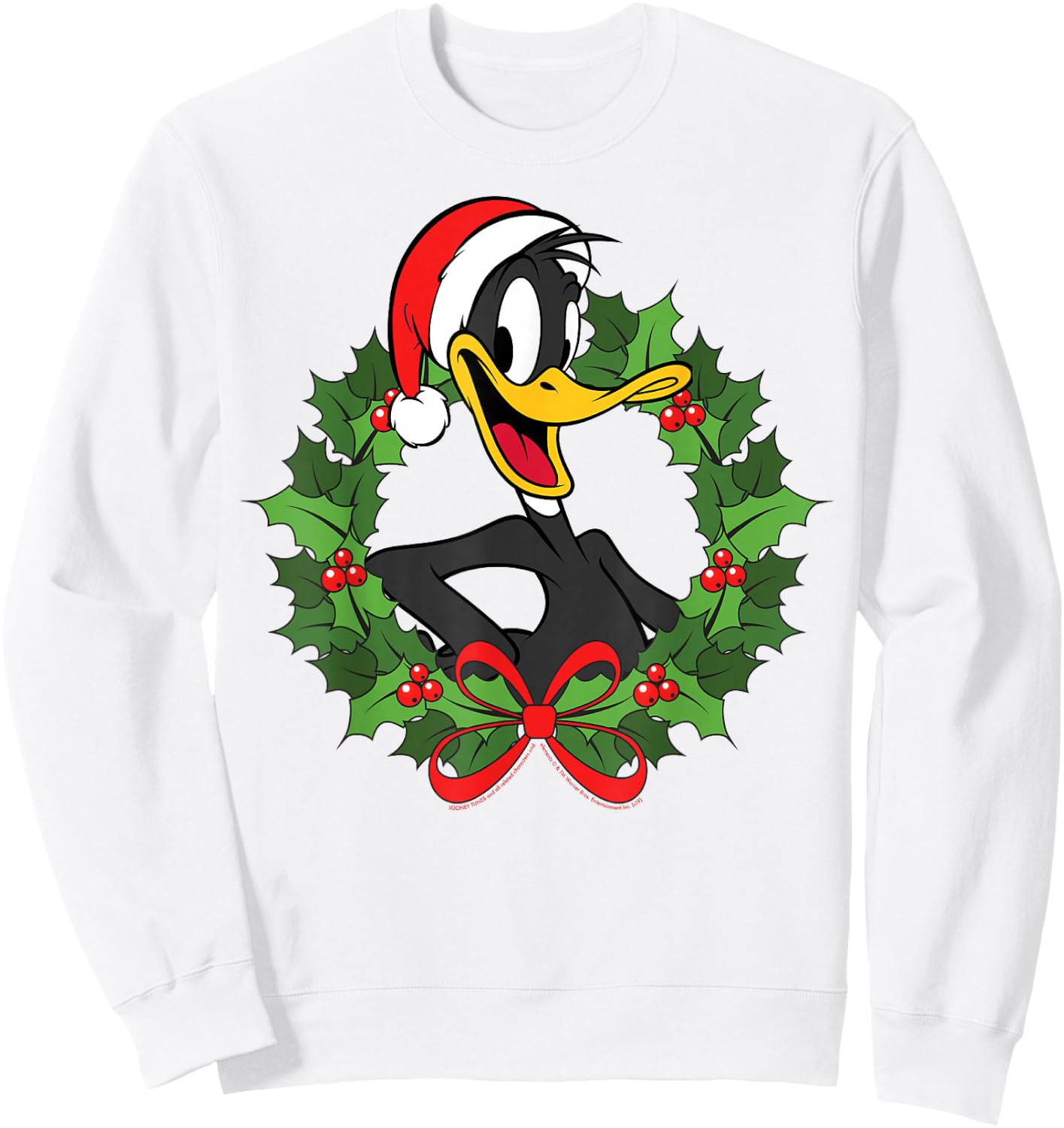 Looney Tunes Christmas Daffy Duck Wreath Sweatshirt - Sweatshirt | White