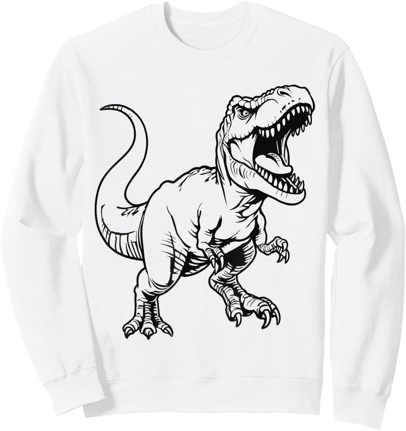 Dinosaur T-Rex Coloring Craft Art DIY Painting Color Paint Sweatshirt - Sweatshirt | White
