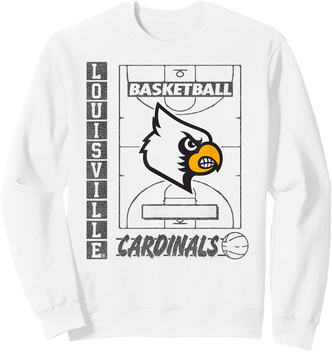 Louisville Cardinals Basketball Vintage Court Red Sweatshirt - Sweatshirt | White