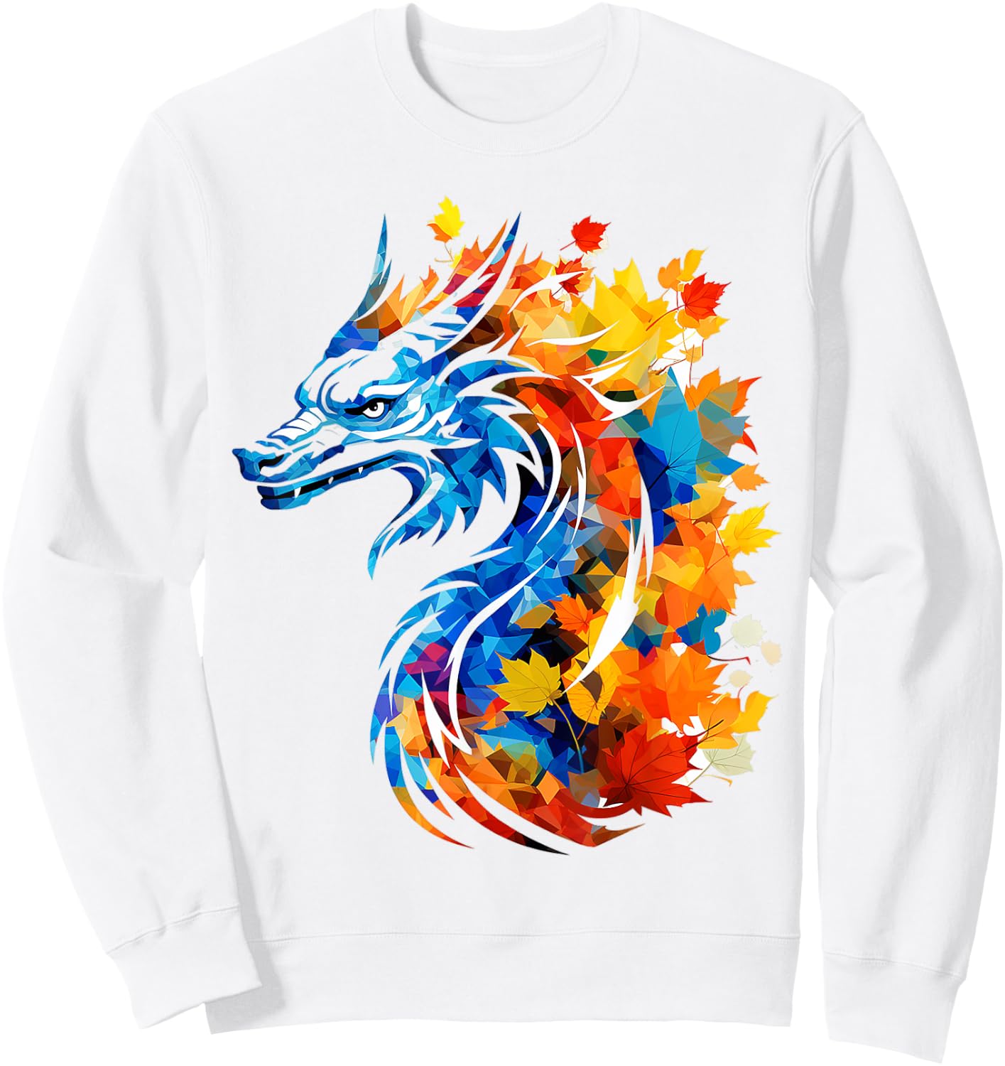 Dragon Nature Graphic Colorful Artwork Animal Dragon Sweatshirt - Sweatshirt | White