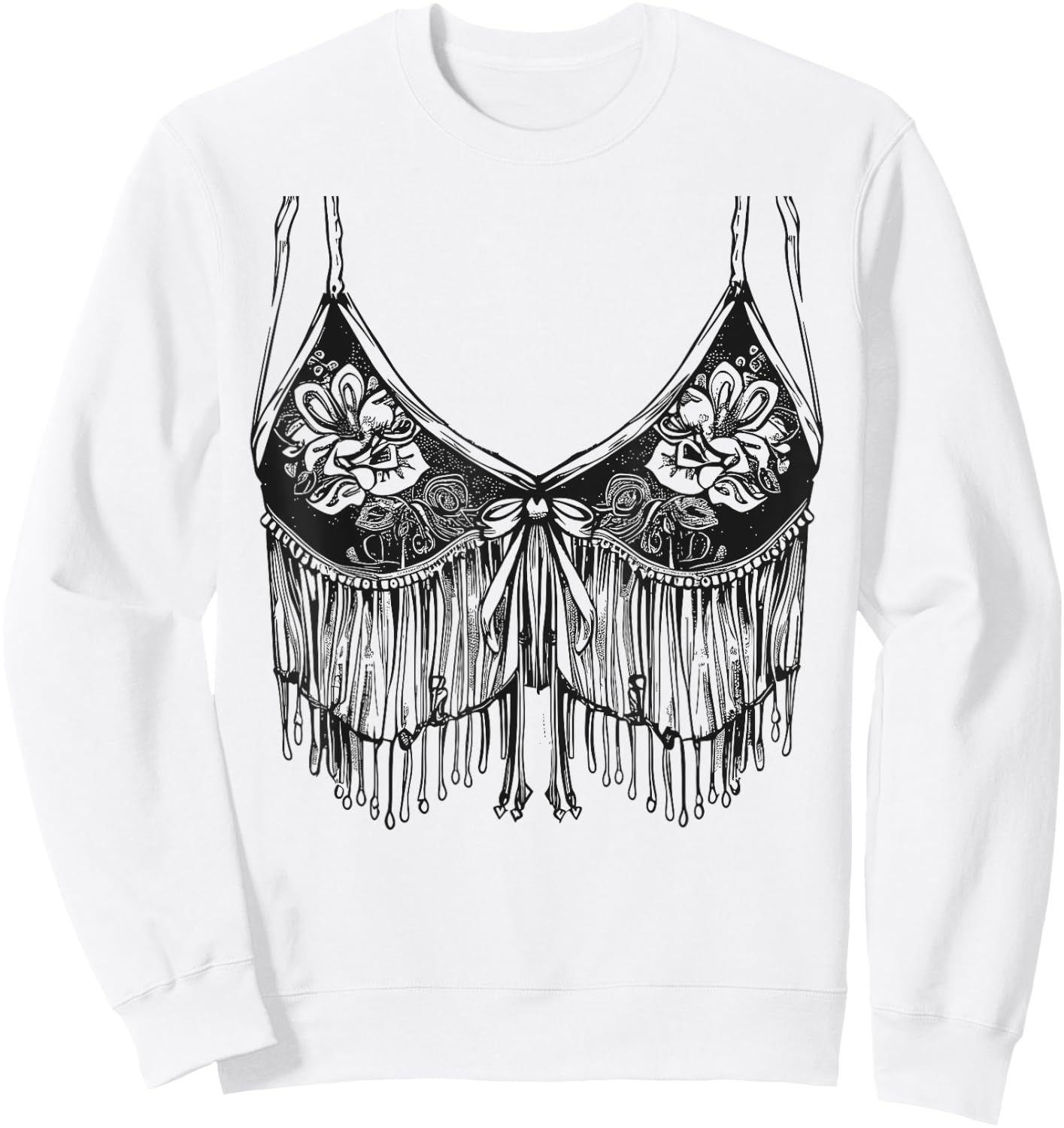 Lingerie Bra graphic Cowgirl Fringe Trendy Cute Sexy Country Sweatshirt - Sweatshirt | White