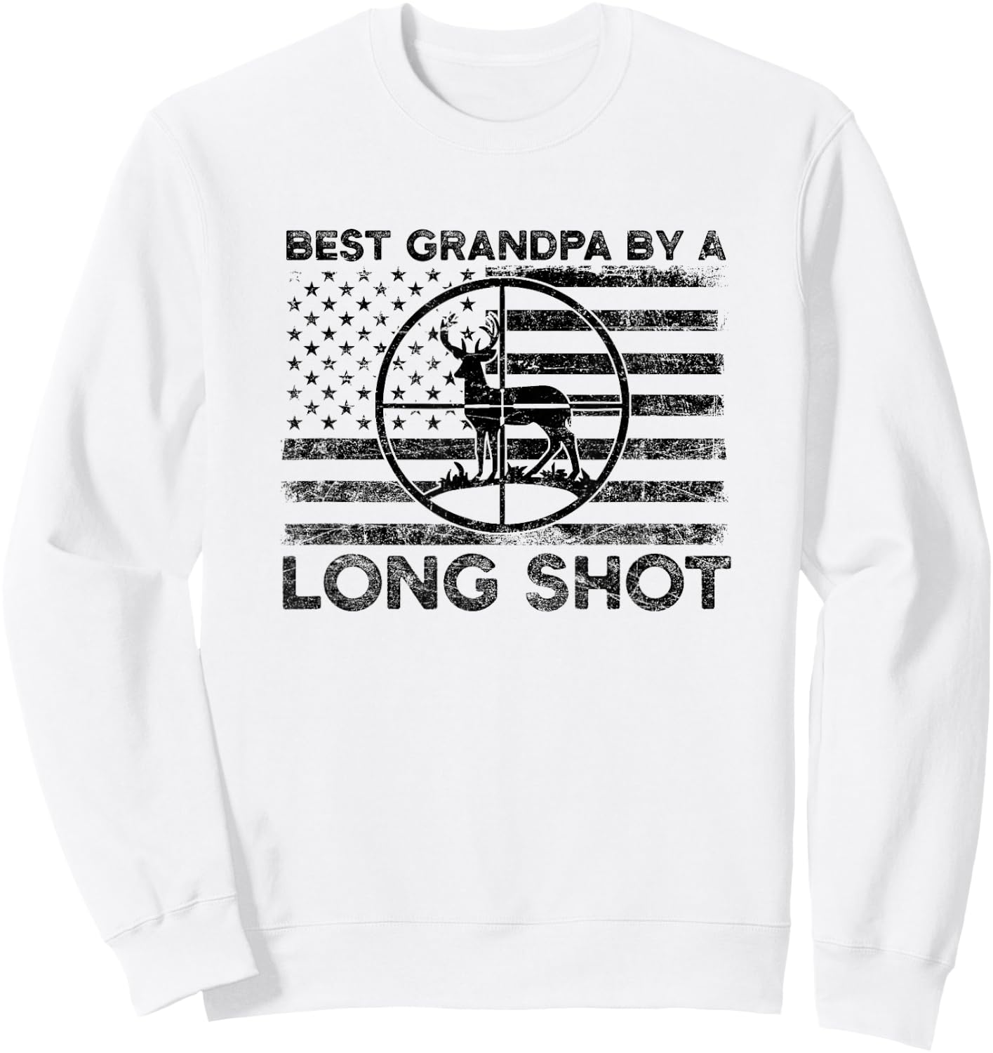 Hunter Deer Hunting Grandpa Best Grandpa By A Long Short Sweatshirt - Sweatshirt | White