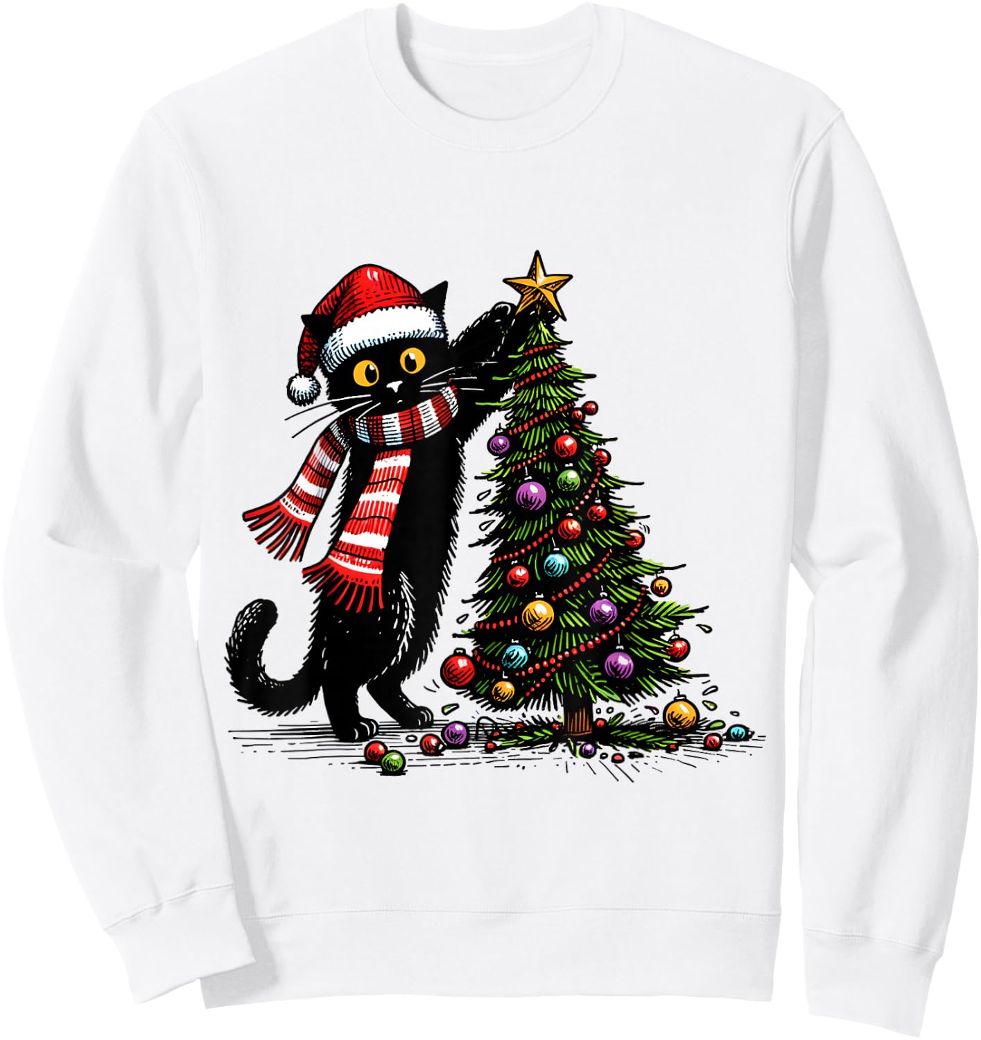 Cat Merry Christmas 2024 Woman Cat Man Cat 2024 Christmas Gift , white, S Sweatshirt - Sweatshirt | White