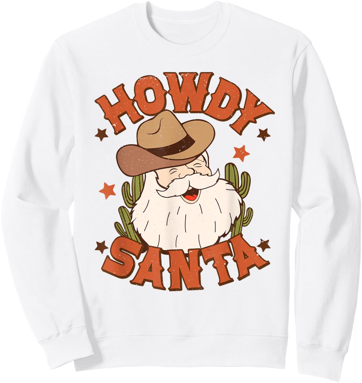 Retro Howdy Santa Christmas Rodeo Western Cowboy Cowgirl Sweatshirt - Sweatshirt | White