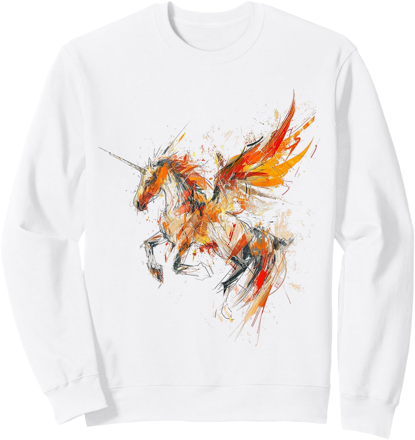 Pegasus Abstract Graphic Painting Artwork Colorful Pegasus , white, S Sweatshirt - Sweatshirt | White