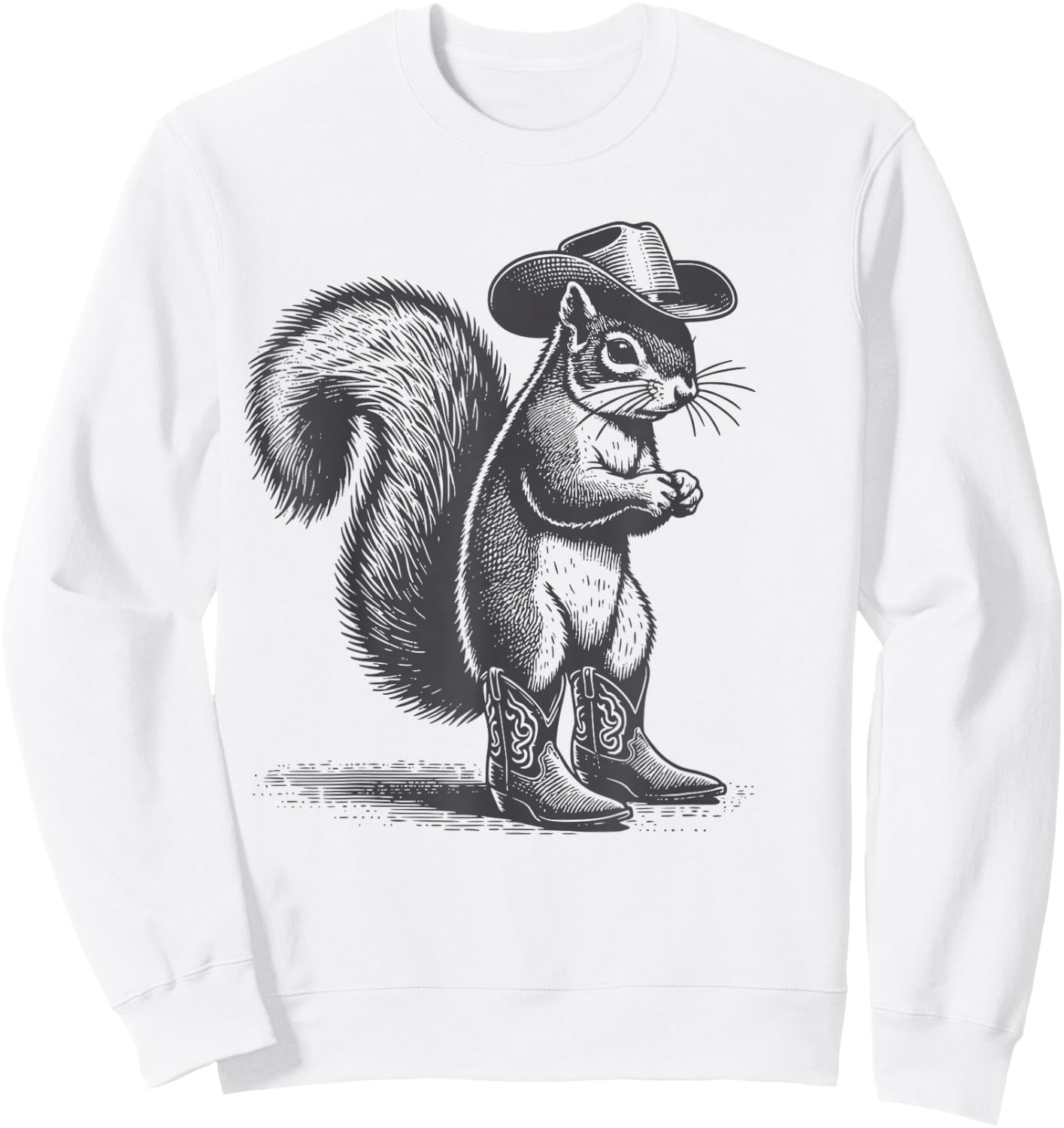 Vintage Squirrel Cowboy Cowgirl Squirrel Country Western Sweatshirt - Sweatshirt | White