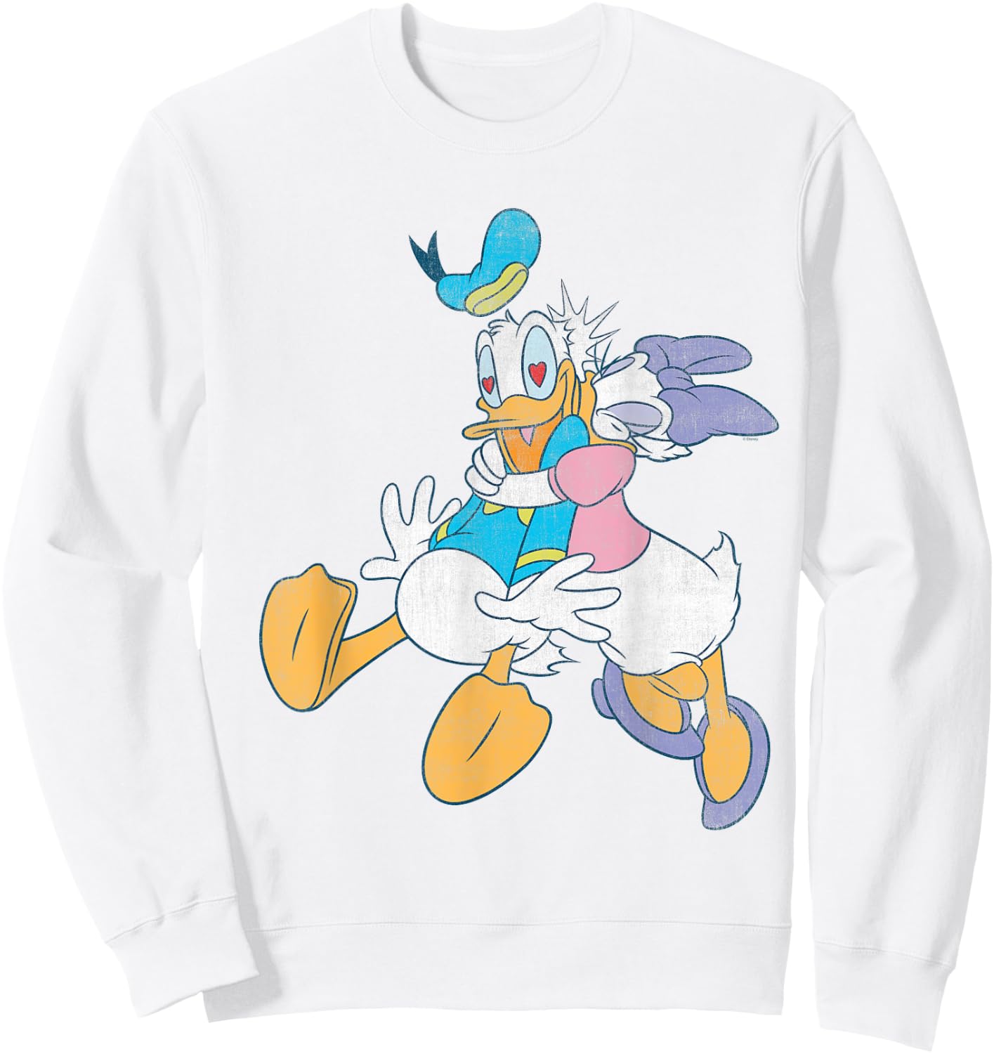 Donald Duck Daisy Kiss , White Sweatshirt - Sweatshirt | White
