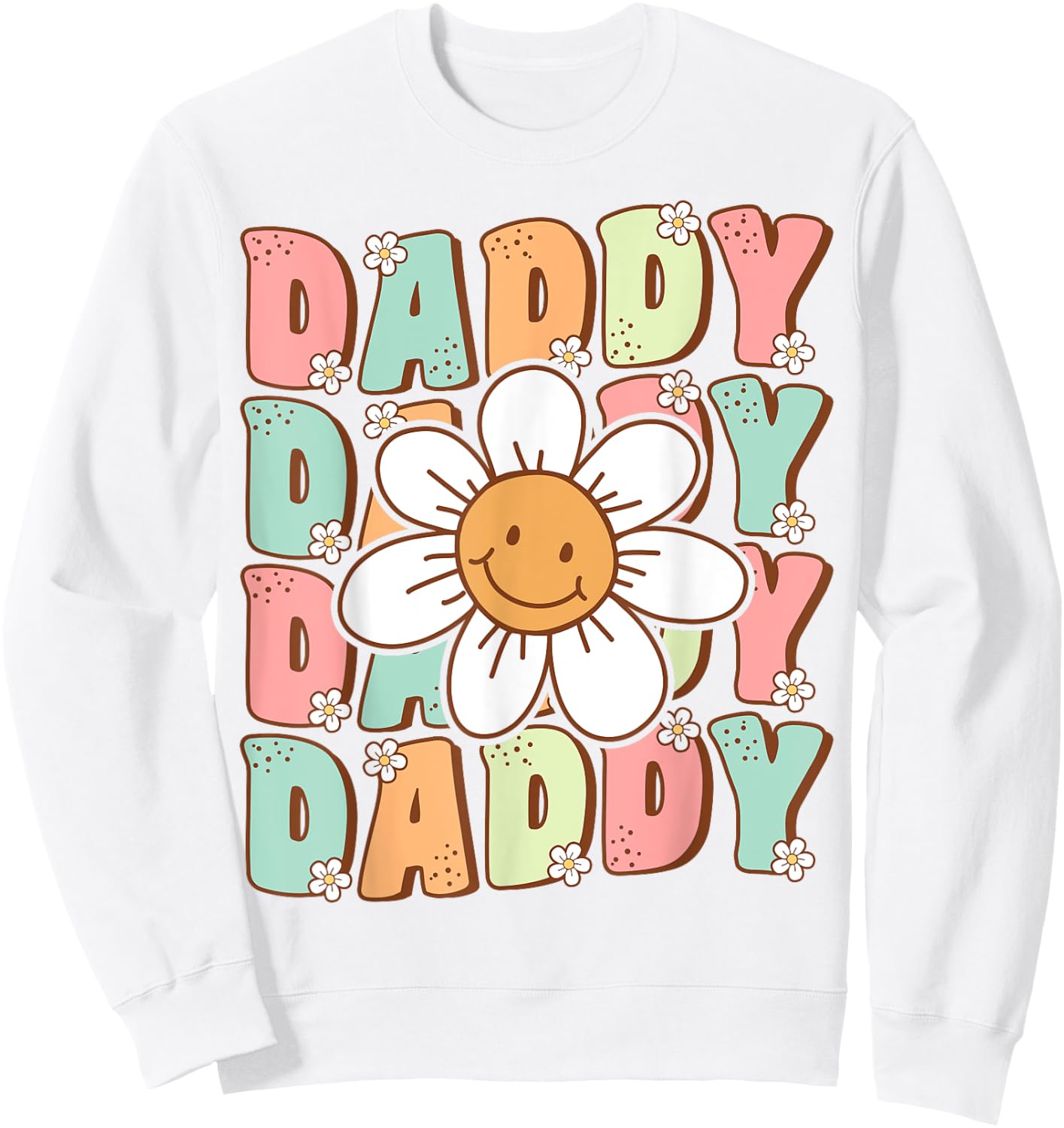Groovy Daddy Matching Family Birthday Party Daisy Flower Sweatshirt - Sweatshirt | White