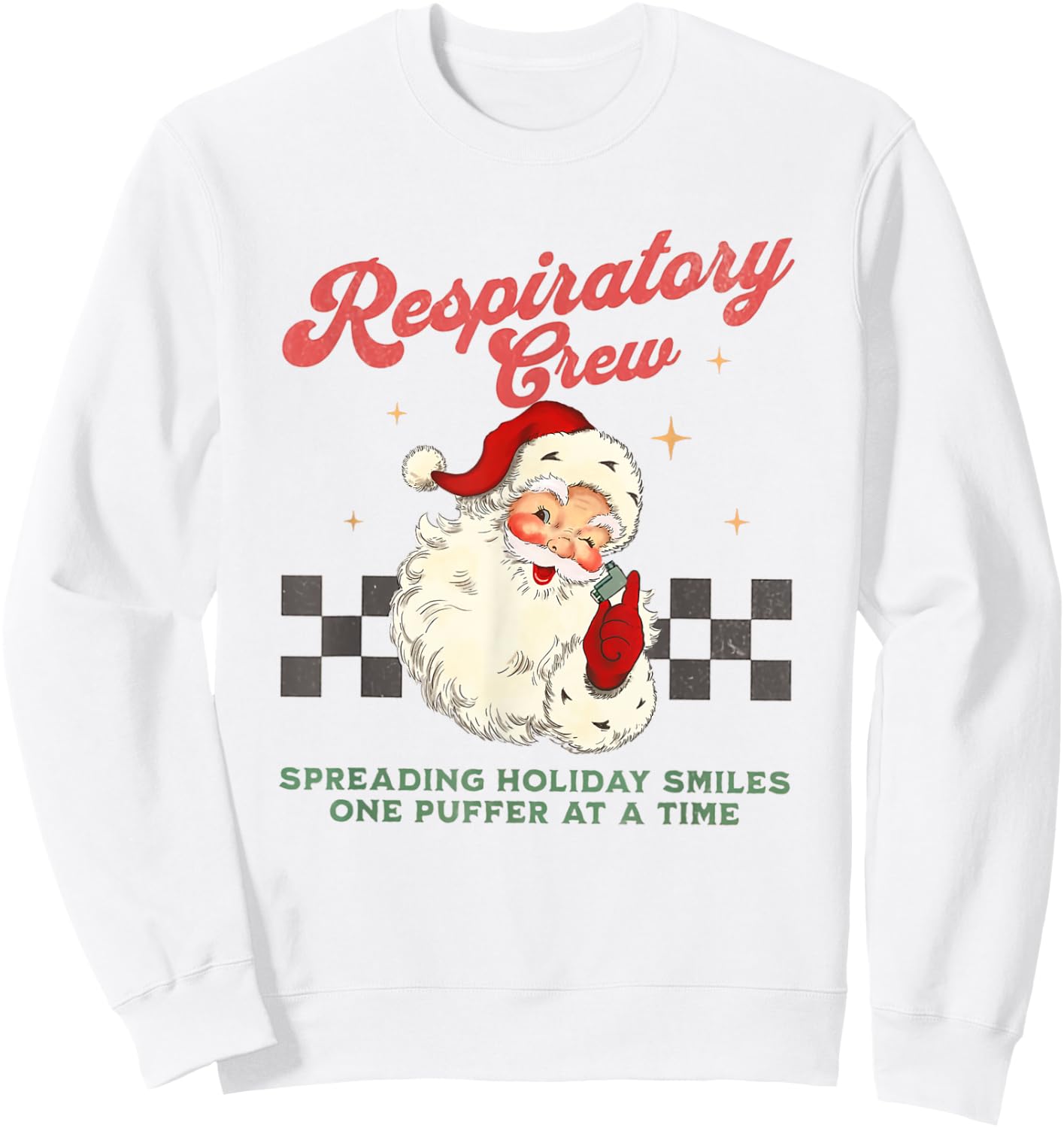 Women Respiratory Therapy Team RT Vintage Santa Christmas Sweatshirt - Sweatshirt | White