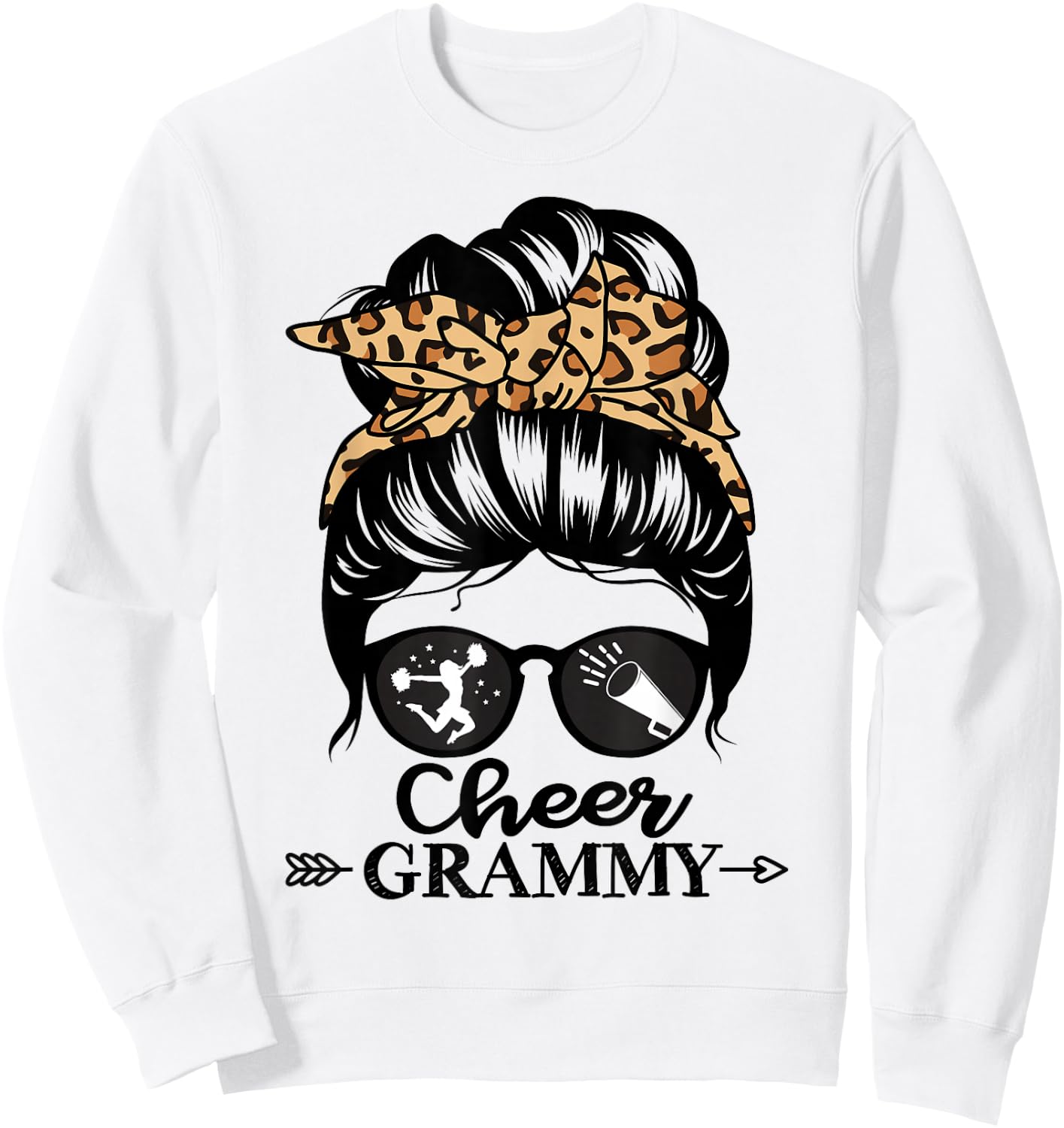 Cheer Grammy Messy Bun Hair Funny Cheerleader Grammy Sweatshirt - Sweatshirt | White