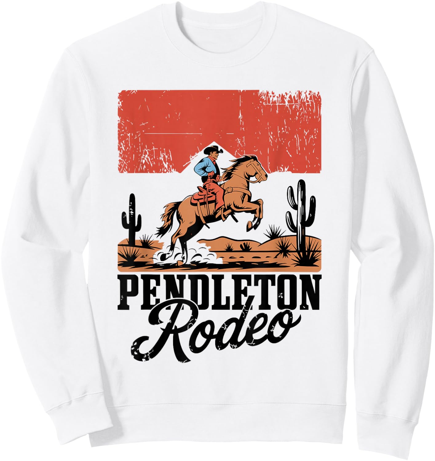Pendleton Rodeo, Vintage Cowboy Western Horse Bronc Riding Sweatshirt - Sweatshirt | White