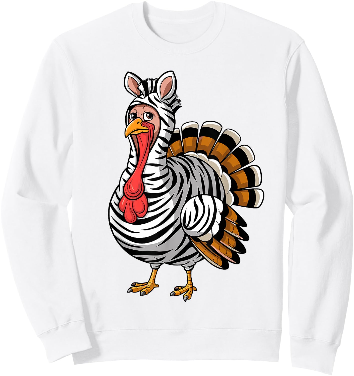 Funny Thanksgiving Turkey Fake Zebra Disguise Sweatshirt - Sweatshirt | White