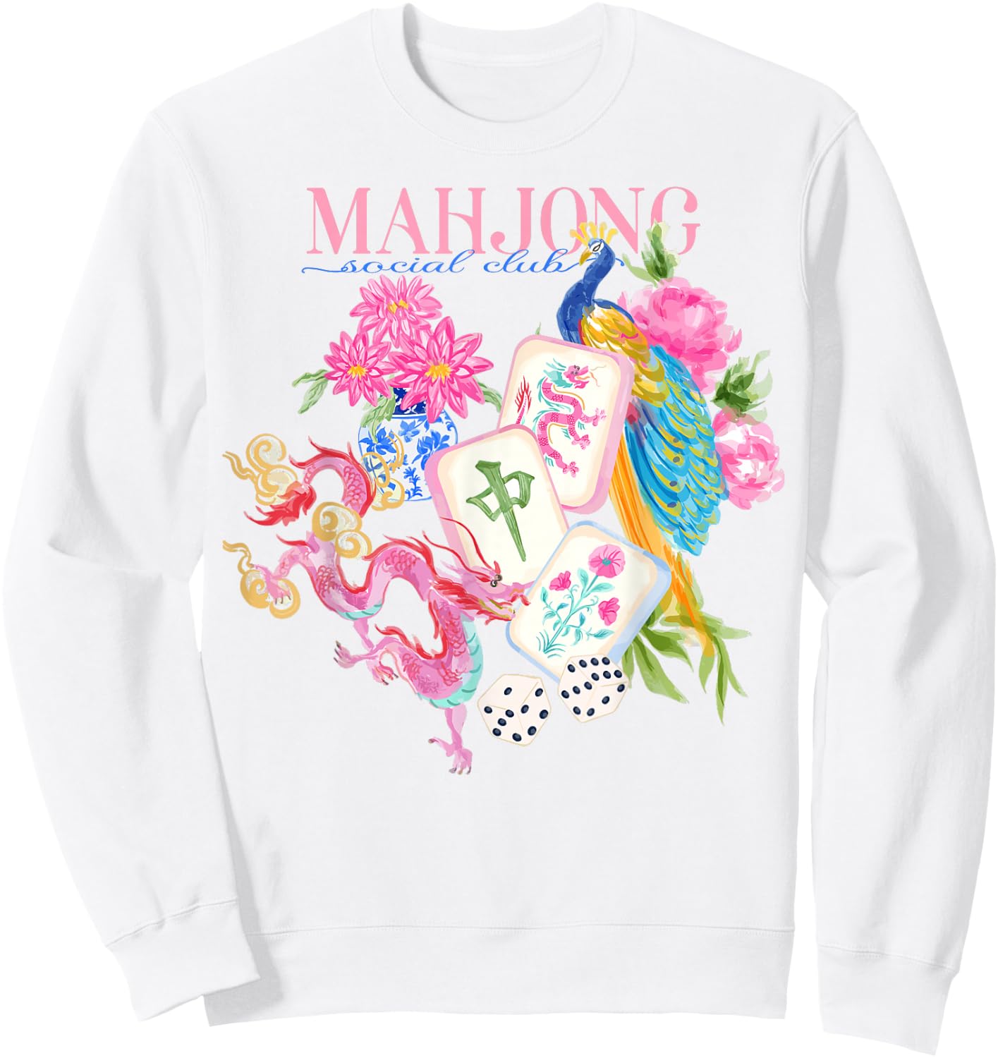 Mahj My Mahjong Era Funny Mahjong Love Playing Chinese Game Sweatshirt - Sweatshirt | White