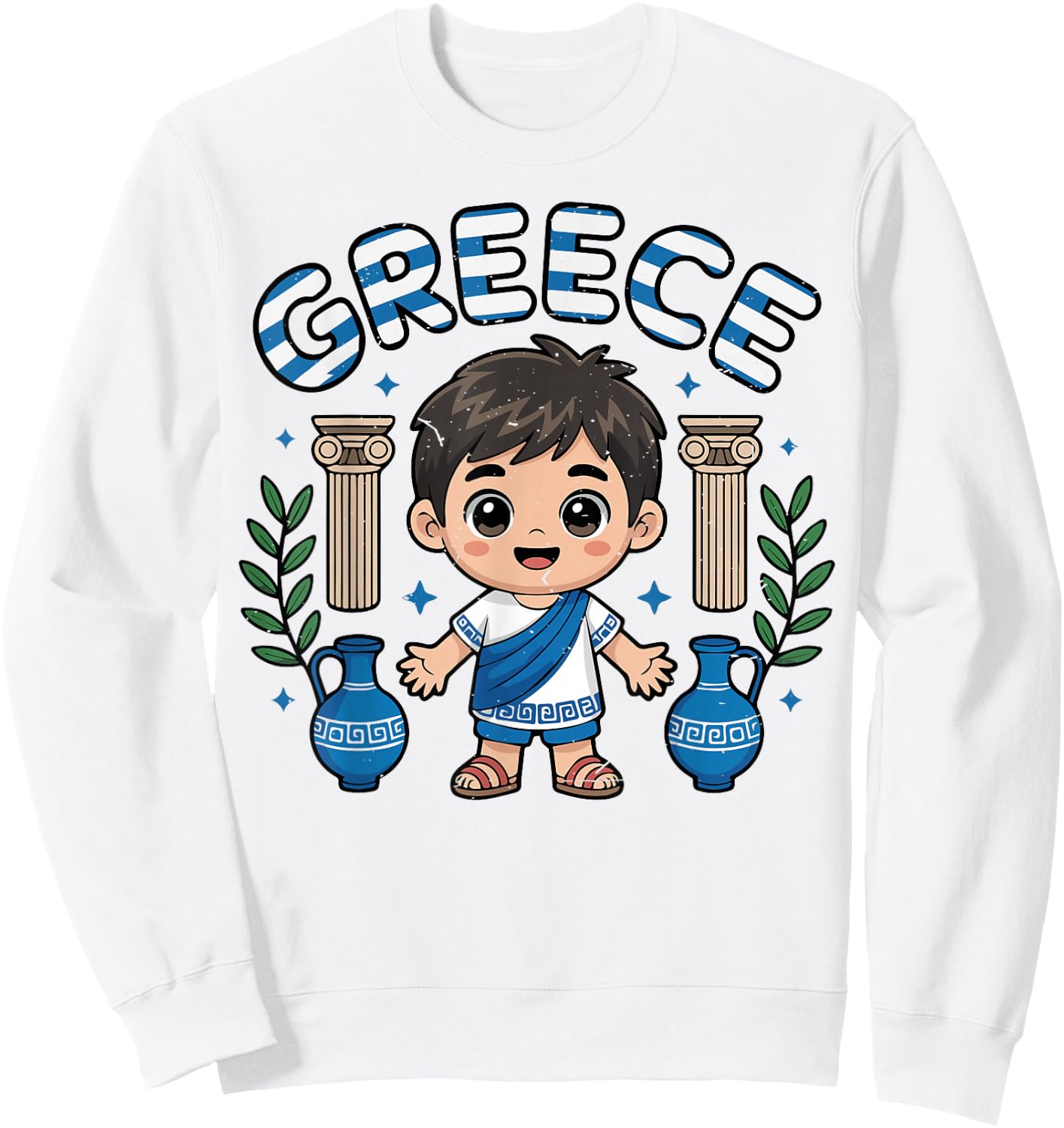 Toddler Boys Greece Greek Flag Funny Baby Kids Youth Sweatshirt - Sweatshirt | White