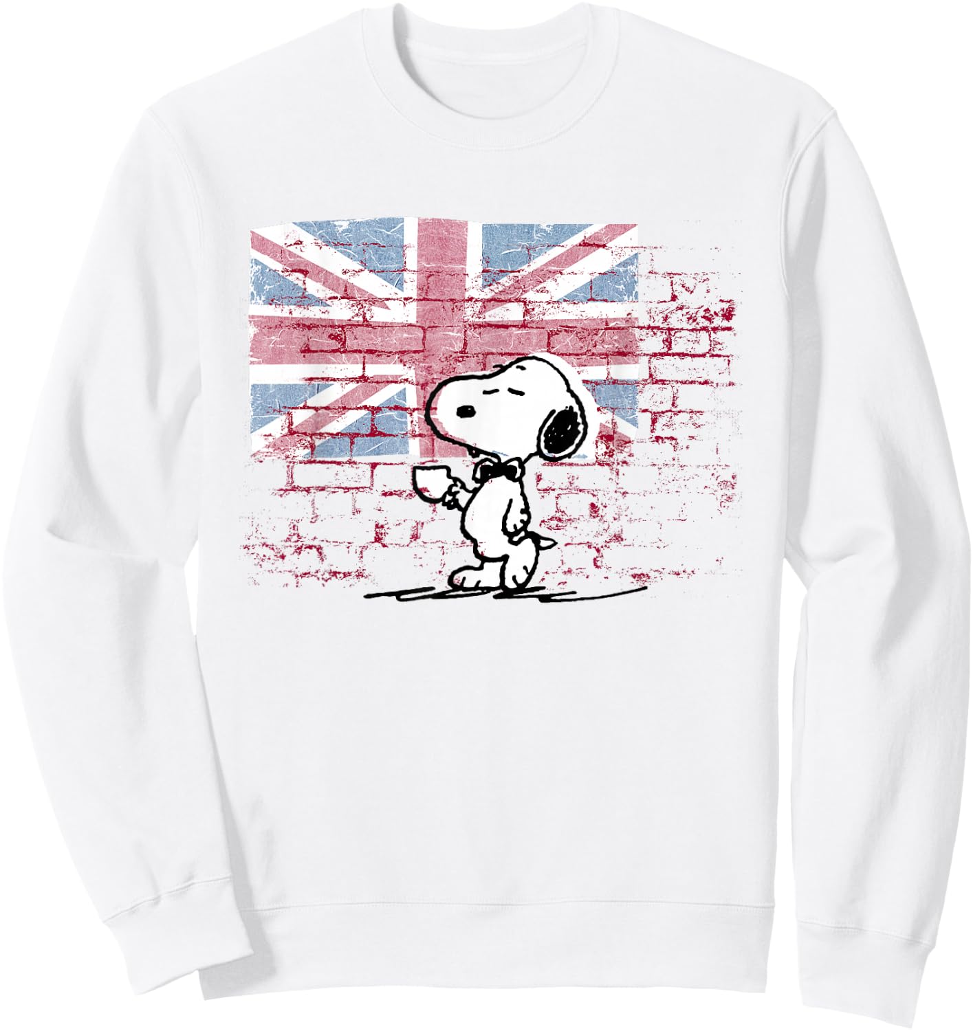 Peanuts Snoopy Posh Union Jack Wall , White Sweatshirt - Sweatshirt | White