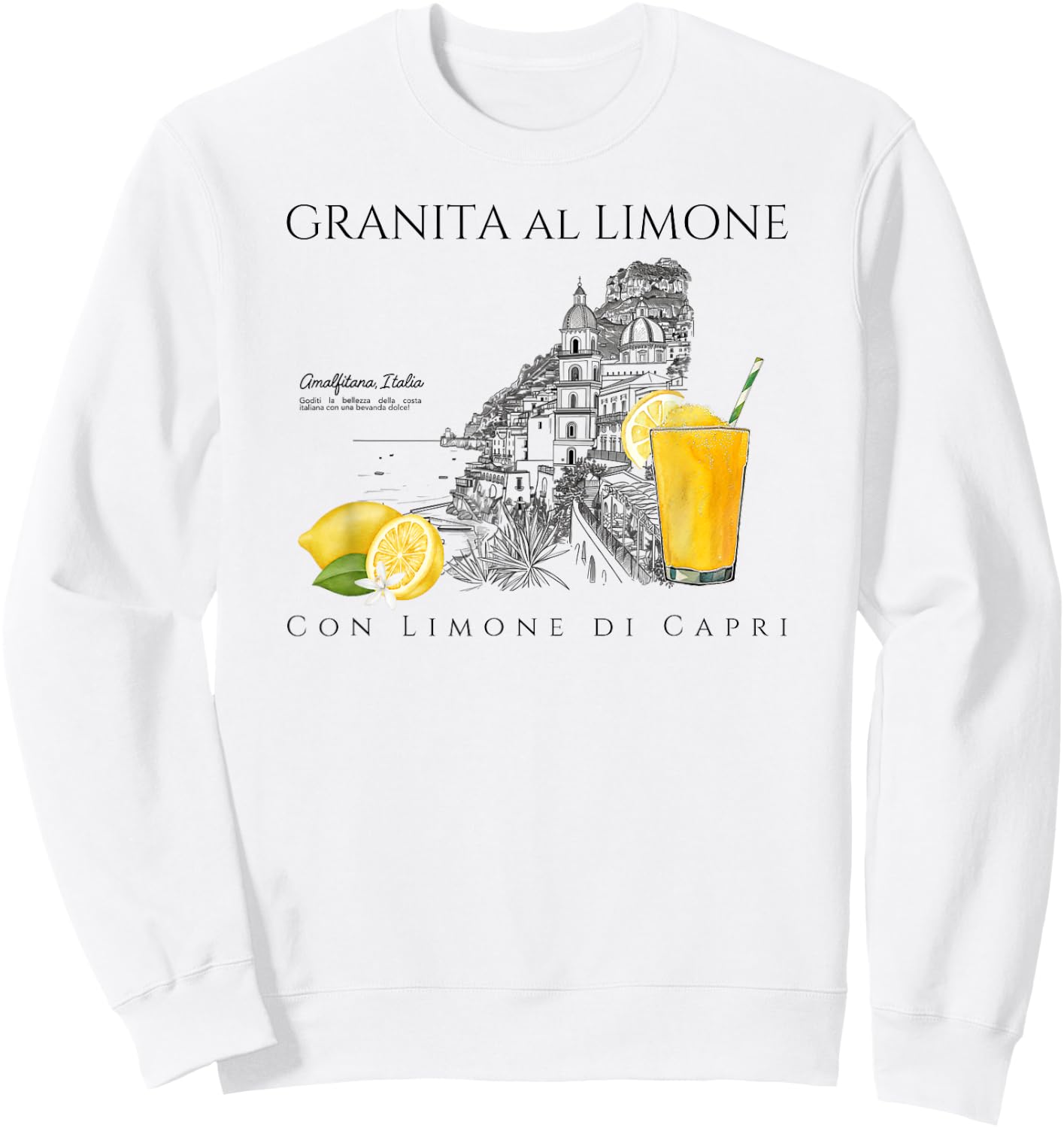 Amalfi Coast Lemons Granita al Limone, Capri Italy , white, S Sweatshirt - Sweatshirt | White