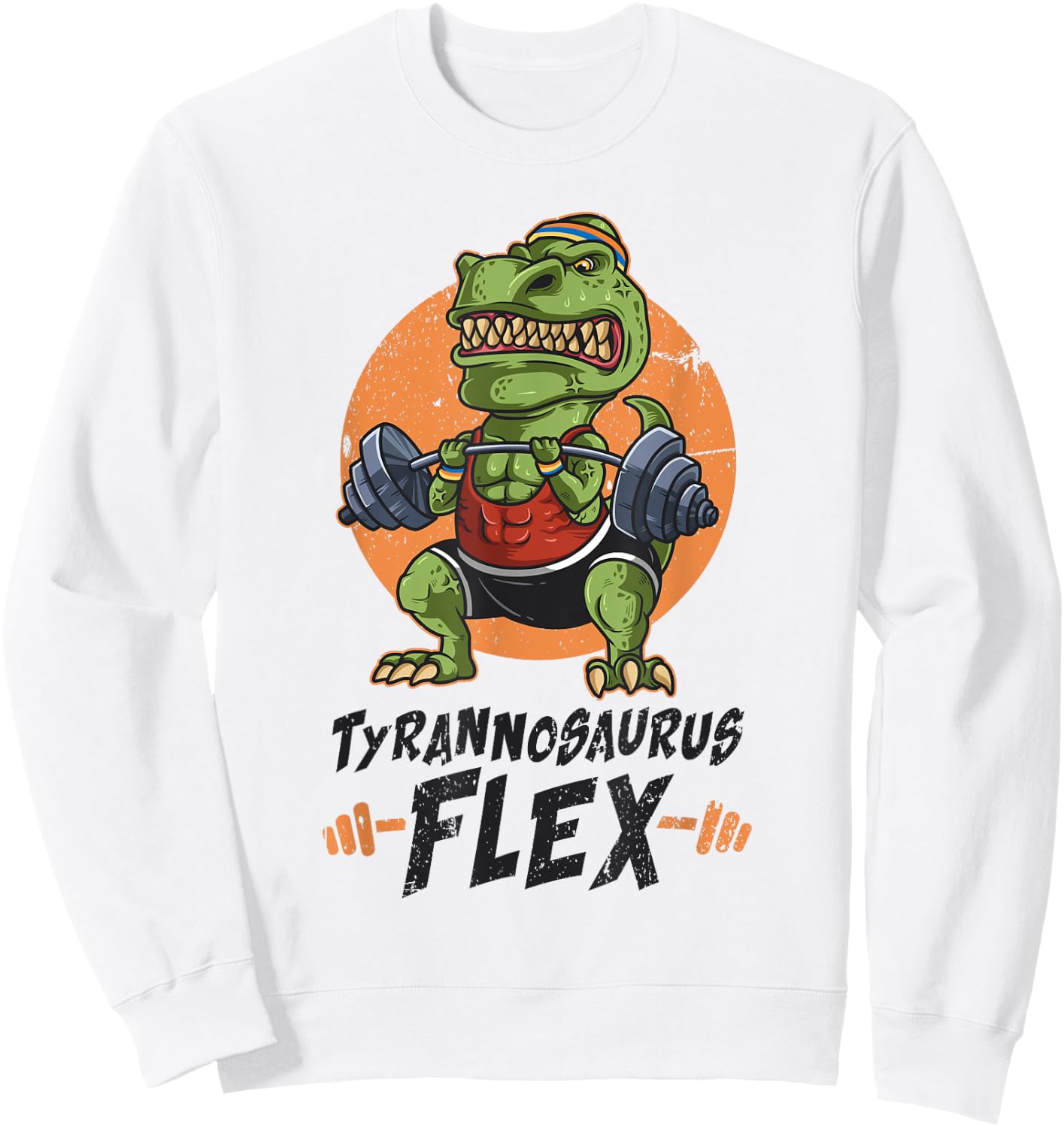 T-Rex Weightlifting Tyrannosaurus Flex Workout Dino Gym Gift Sweatshirt - Sweatshirt | White