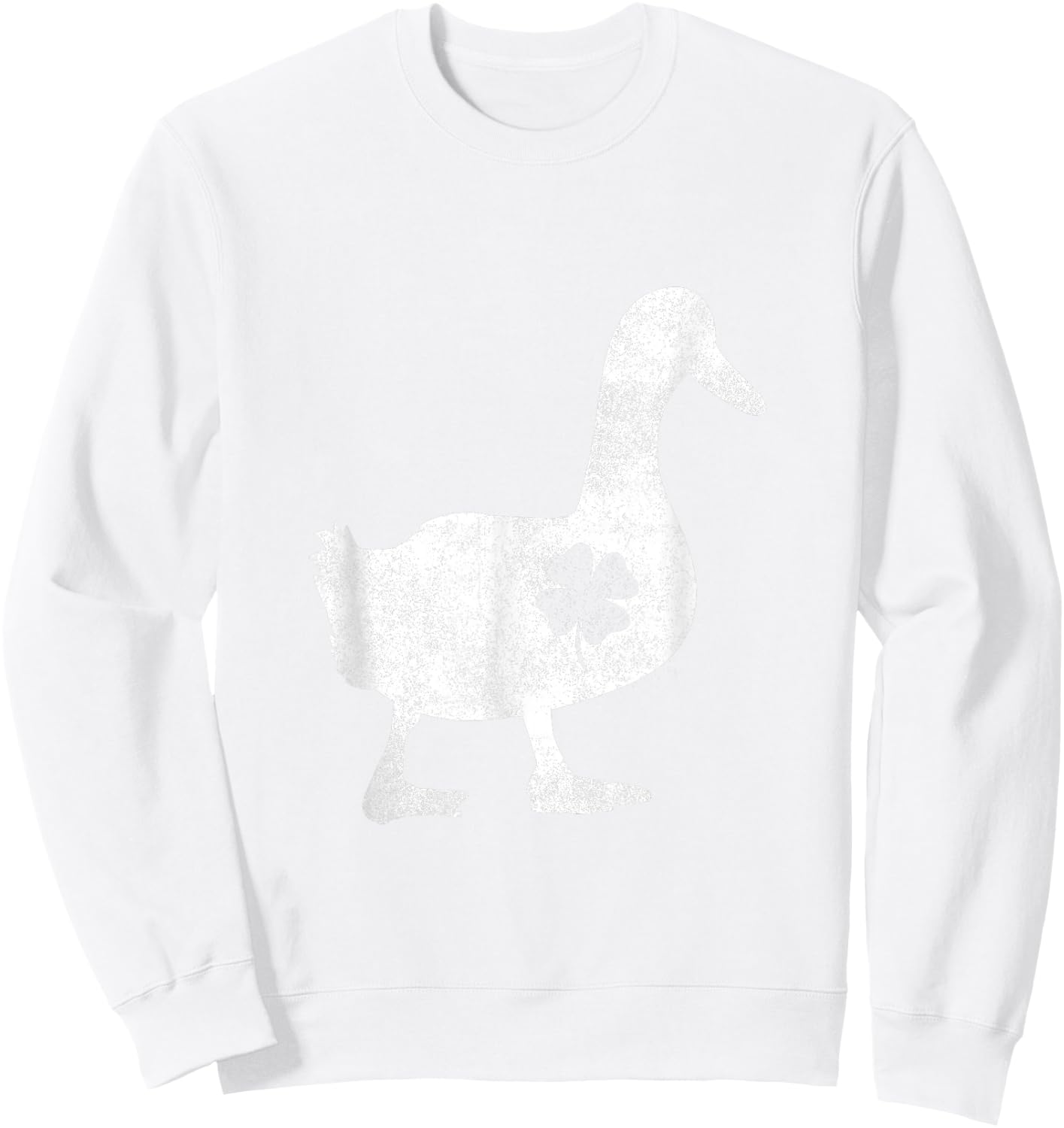 Duck Silhouette Lucky Shamrock St. Patrick's Day Sweatshirt - Sweatshirt | White