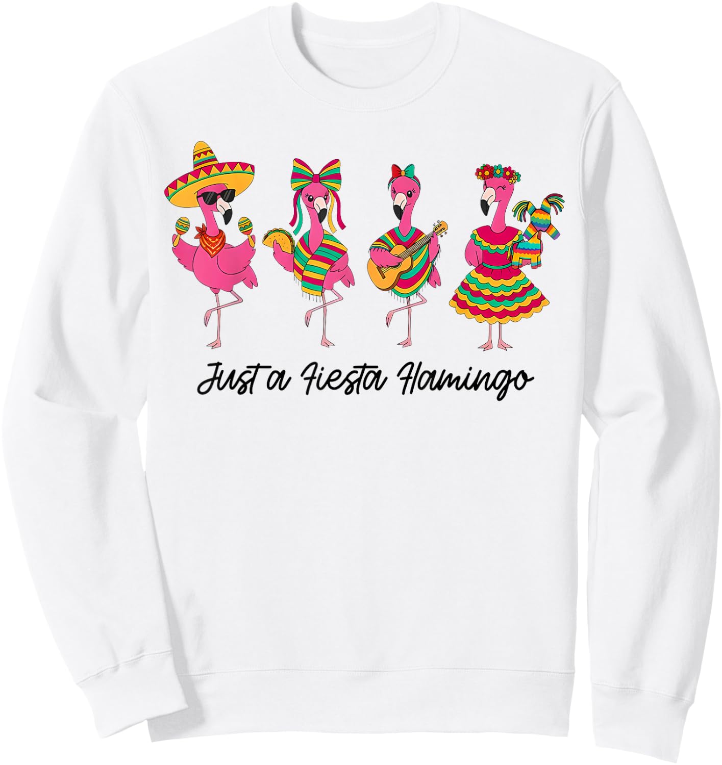Funny Fiesta Flamingo Sombrero Cinco de Mayo Mexican Fiesta Sweatshirt - Sweatshirt | White