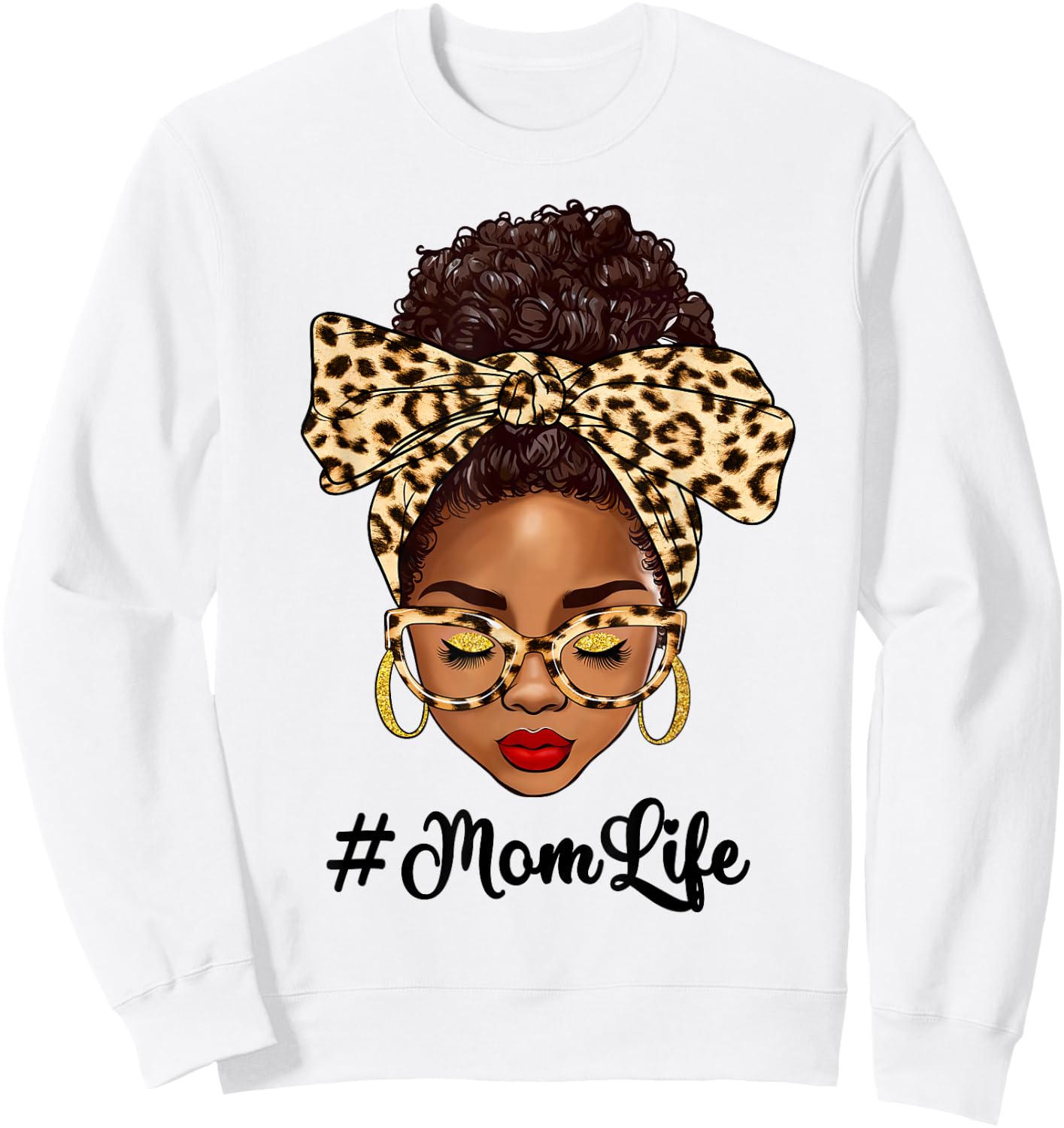 Afro Woman Messy Bun Black Mom Life Mother's Day Sweatshirt - Sweatshirt | White