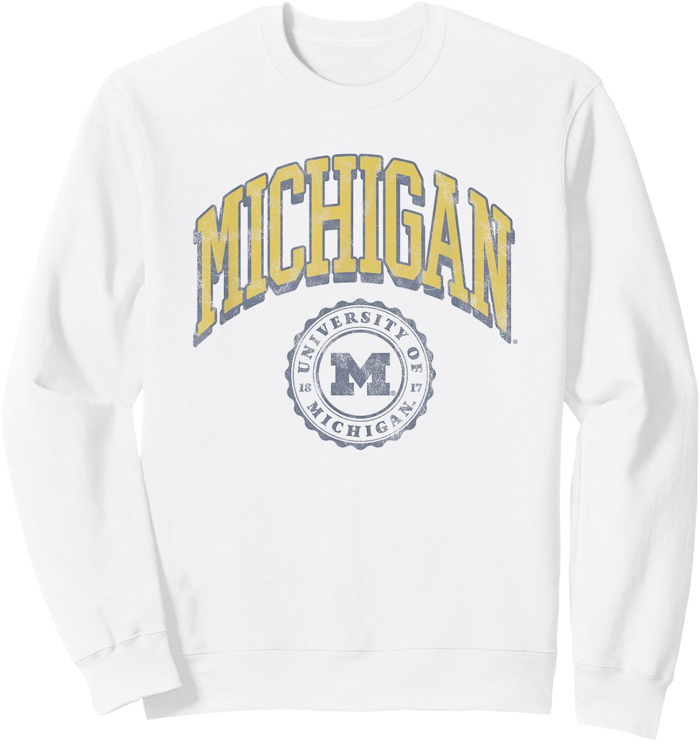 University of Michigan Wolverines U of M Classic Seal Sweatshirt - Sweatshirt | White