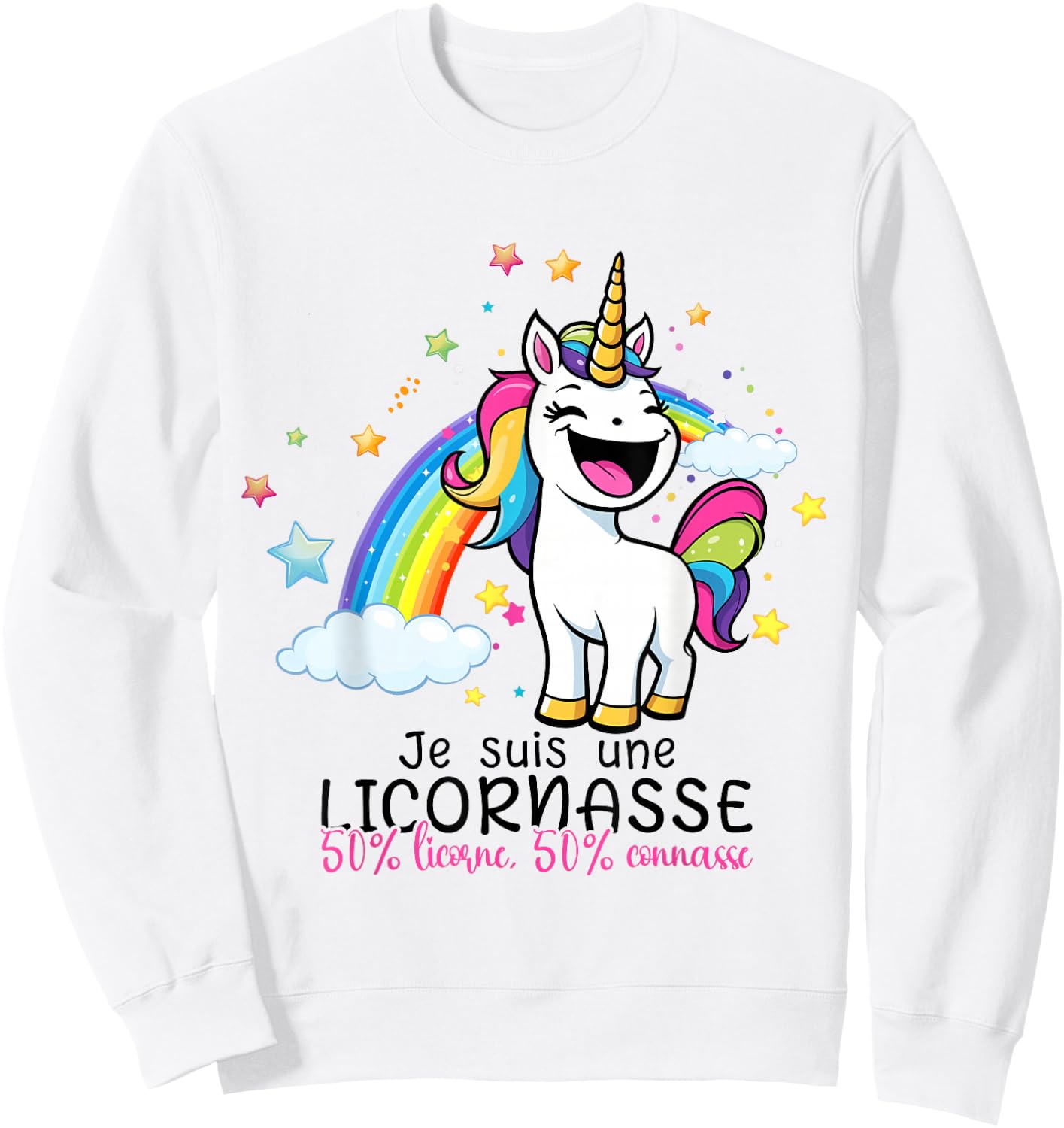 I AM A LICORNASSE,50% UNICORN 50% KNOW HUMOUR , white, S Sweatshirt - Sweatshirt | White