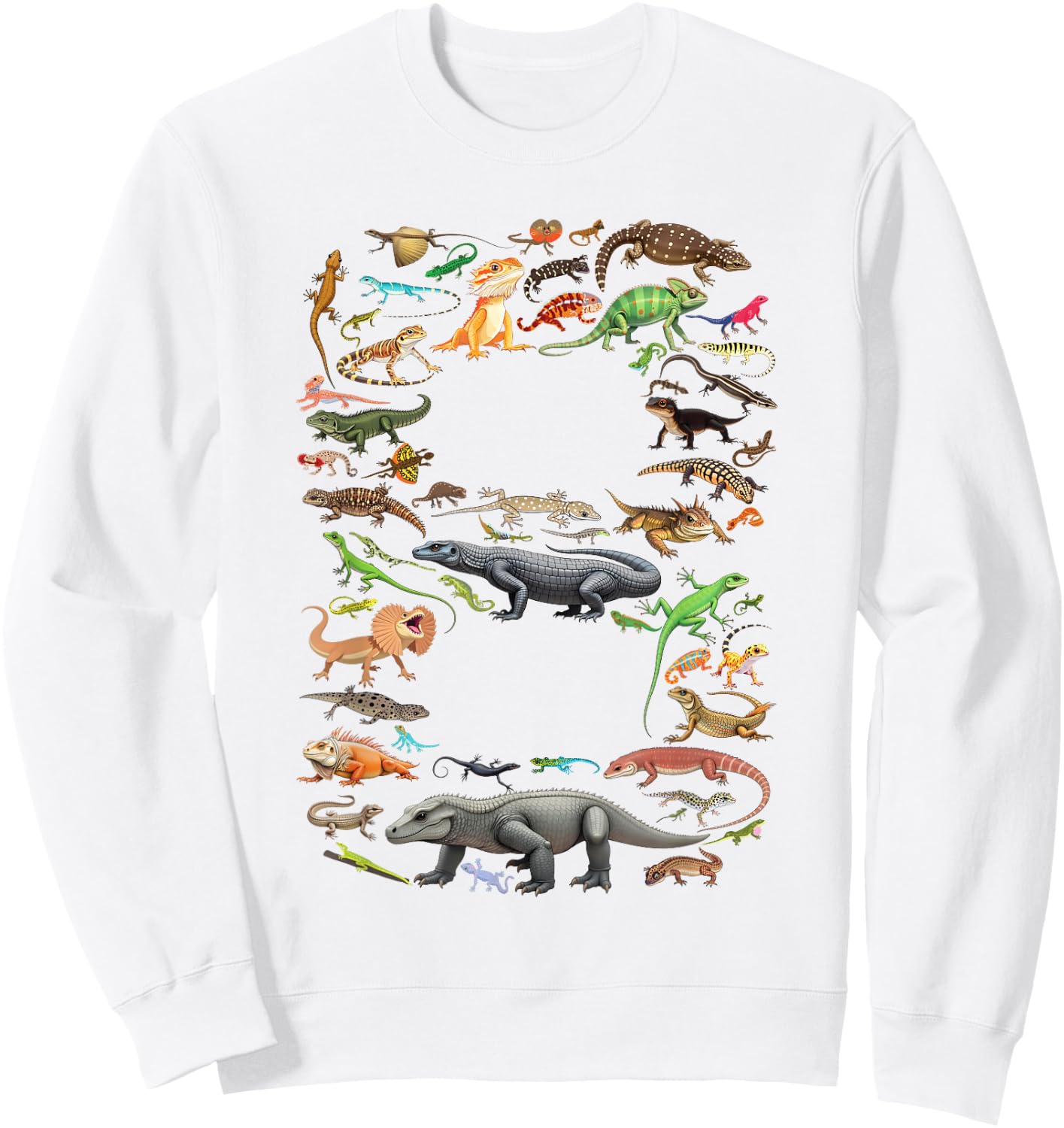 8 Years Old 8th Birthday Lizards Reptiles Figures Number Sweatshirt - Sweatshirt | White