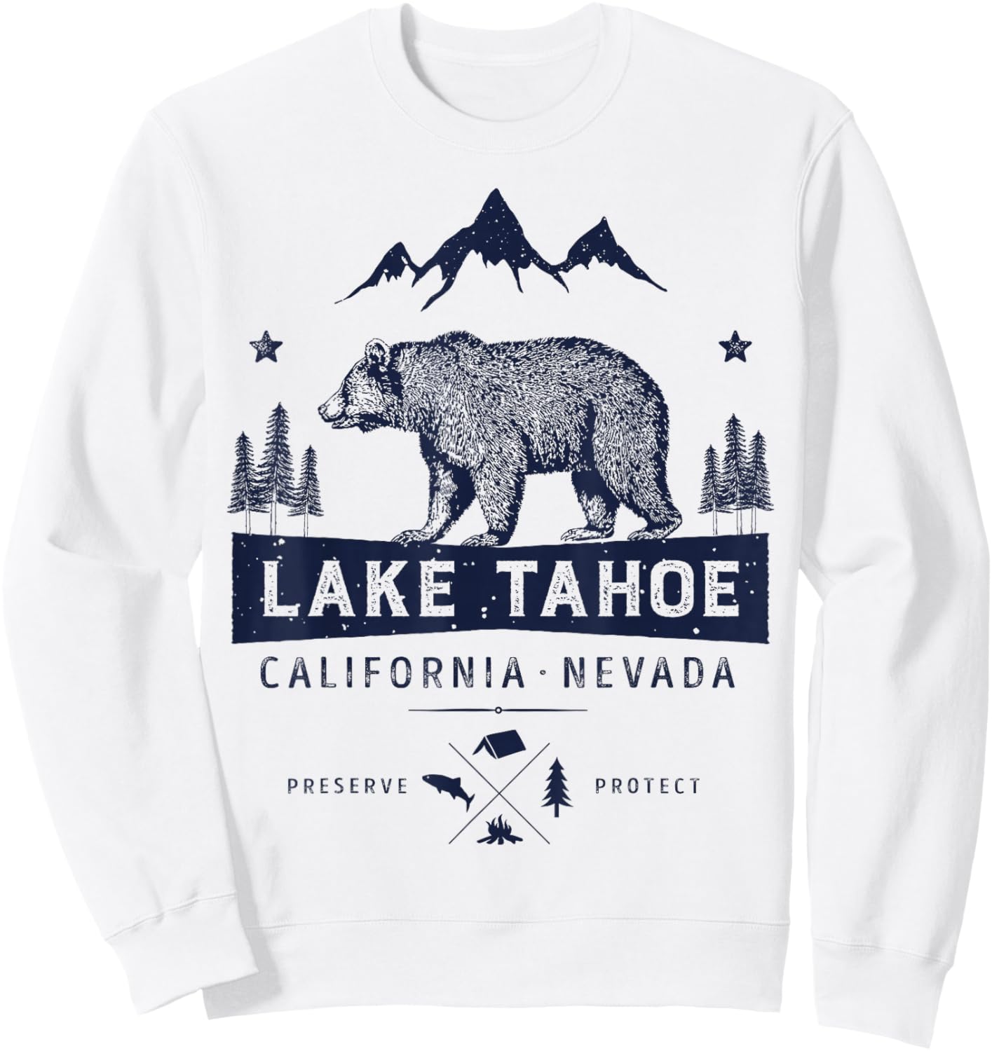 Lake Tahoe T Shirt California Nevada Vintage Bear Men Women Sweatshirt - Sweatshirt | White
