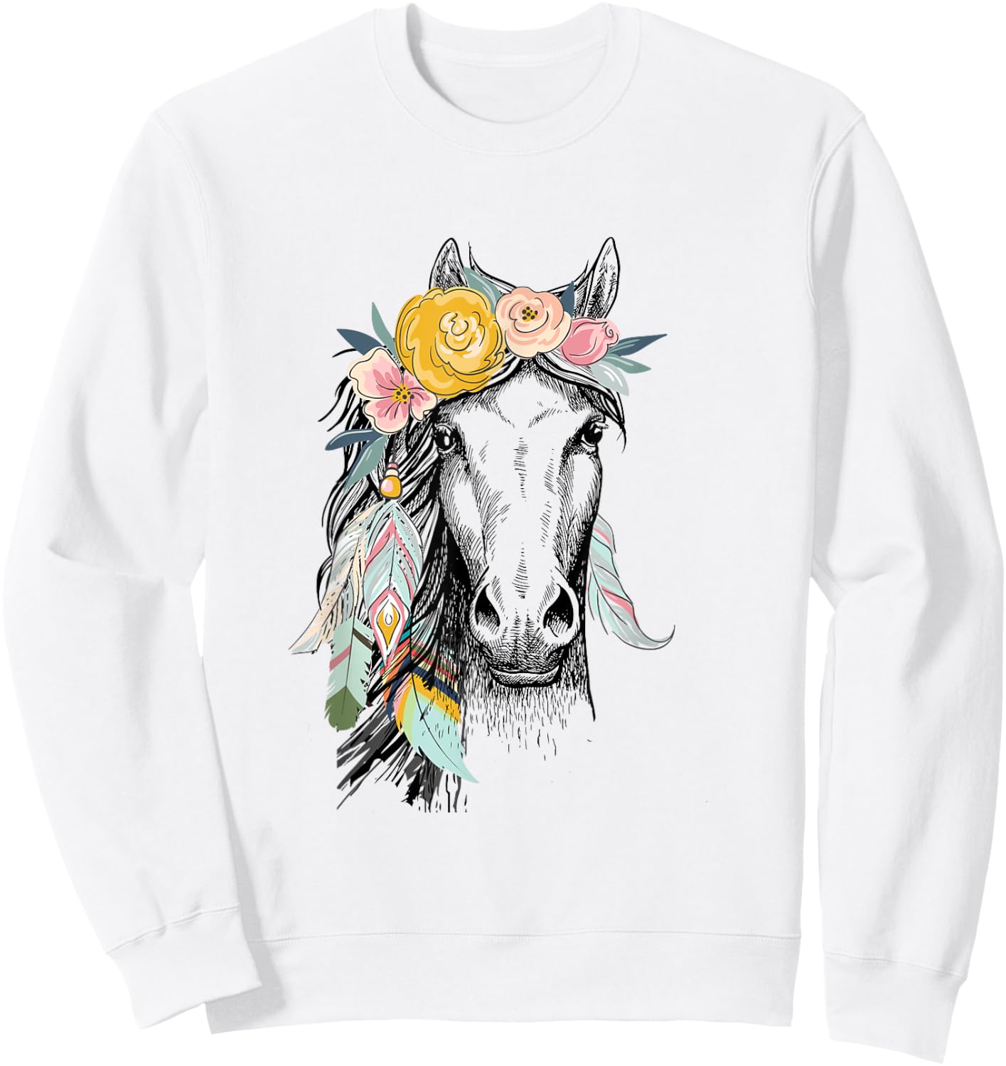 Cowgirls and Girls Who Love Horses Cute Hippy Boho Western Sweatshirt - Sweatshirt | White