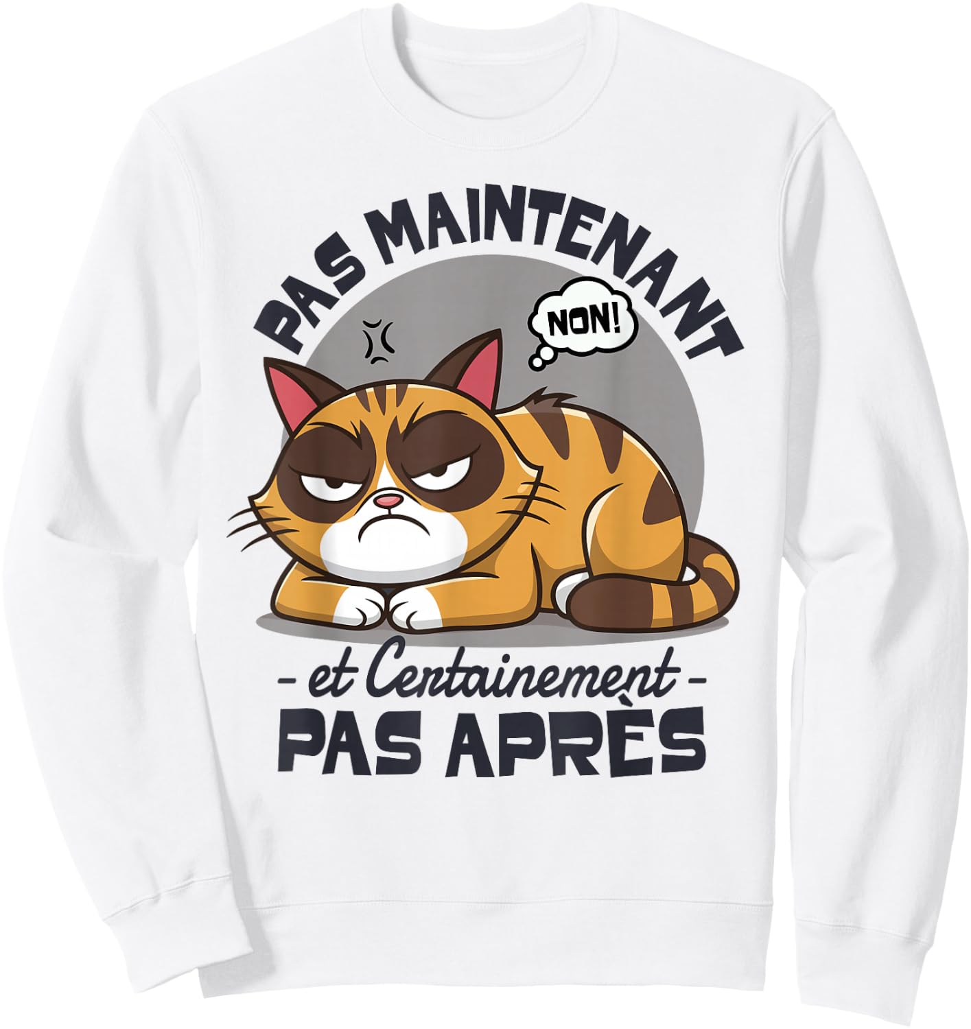 Cat Funny Laziness Fatigue Pas Now Cat , white, S Sweatshirt - Sweatshirt | White