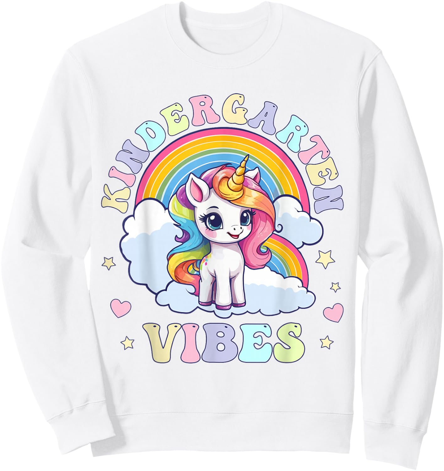 Kindergarten Vibes, Funny Back to School Cute Unicorn Girls Sweatshirt - Sweatshirt | White