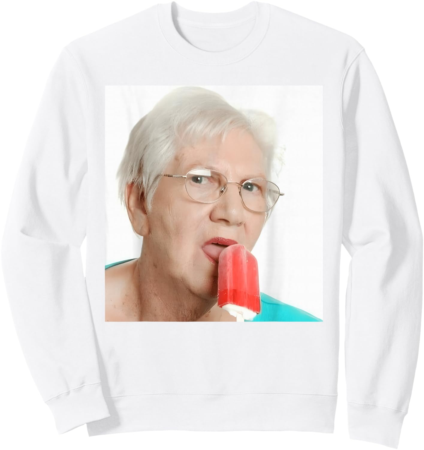 GRANDMA JUST LICK IT. grandma licks ice meme lovers ice summer , white, S Sweatshirt - Sweatshirt | White