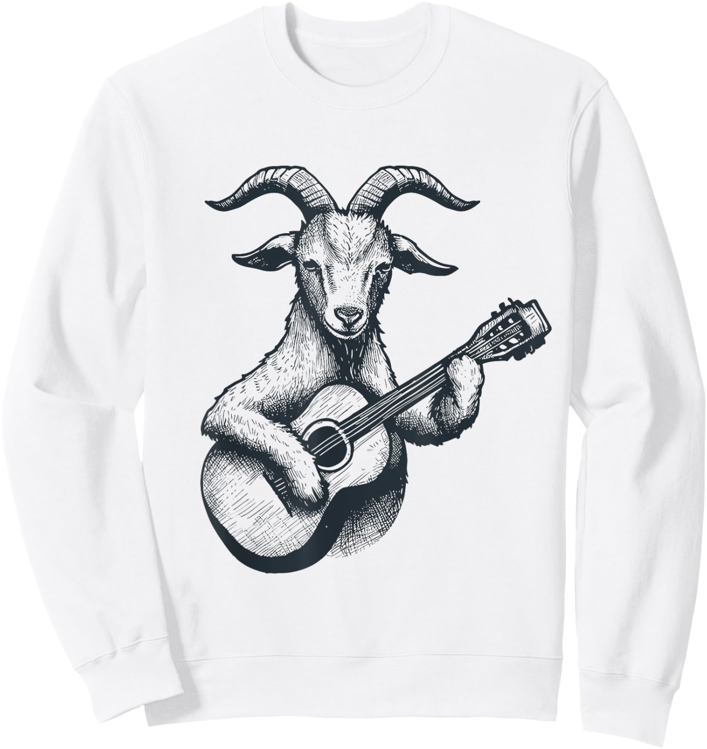 Goat Playing Guitar Goat Musician Guitarist Funny Vintage Sweatshirt - Sweatshirt | White