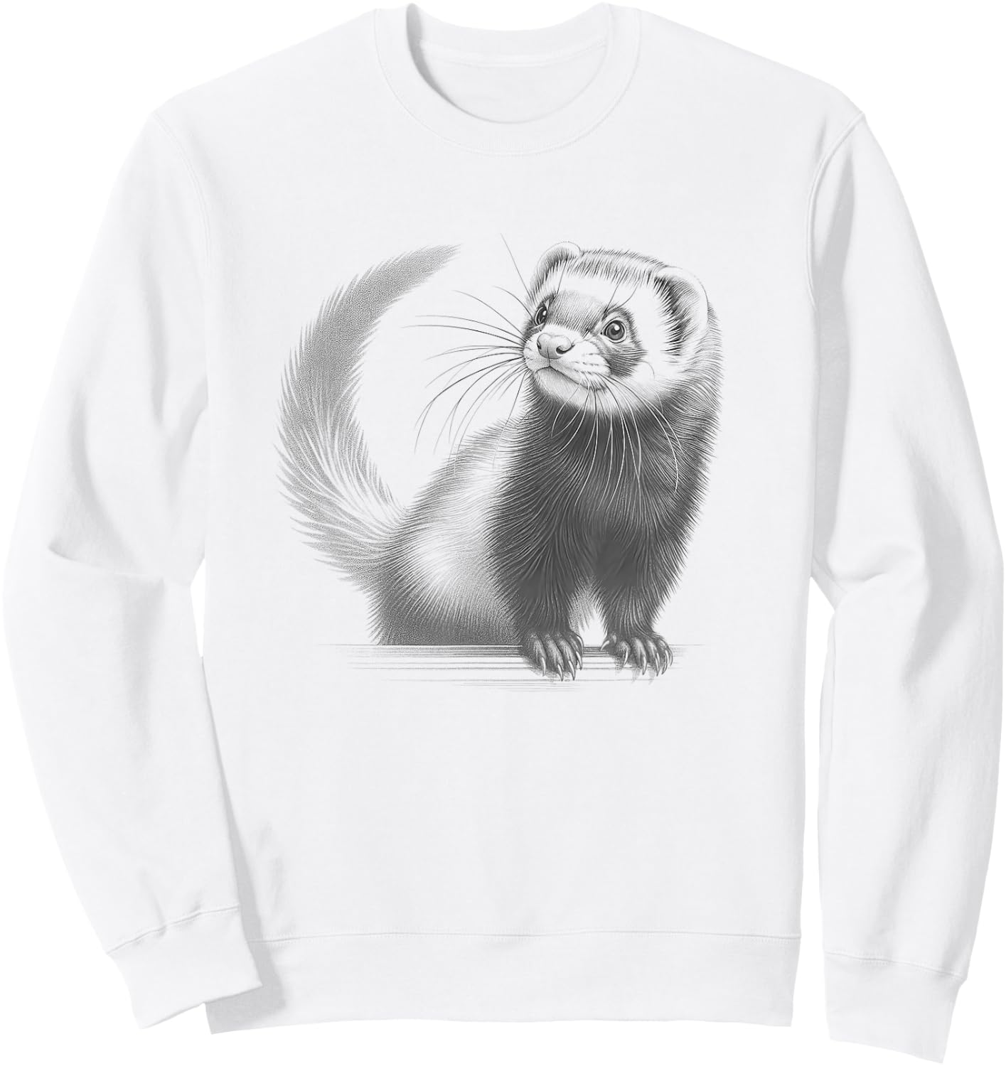 Vintage Ferret Drawing Art Design Sweatshirt - Sweatshirt | White