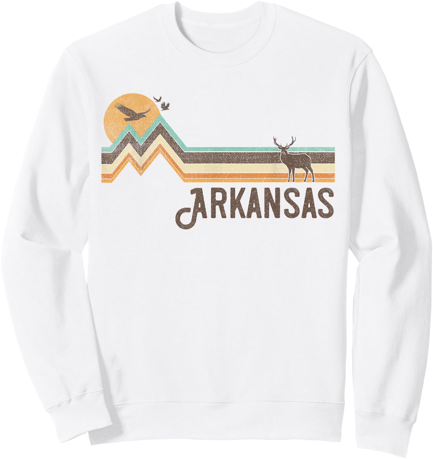Arkansas - Vintage Men Women 70s 80s Graphic Cool Nature Sweatshirt - Sweatshirt | White