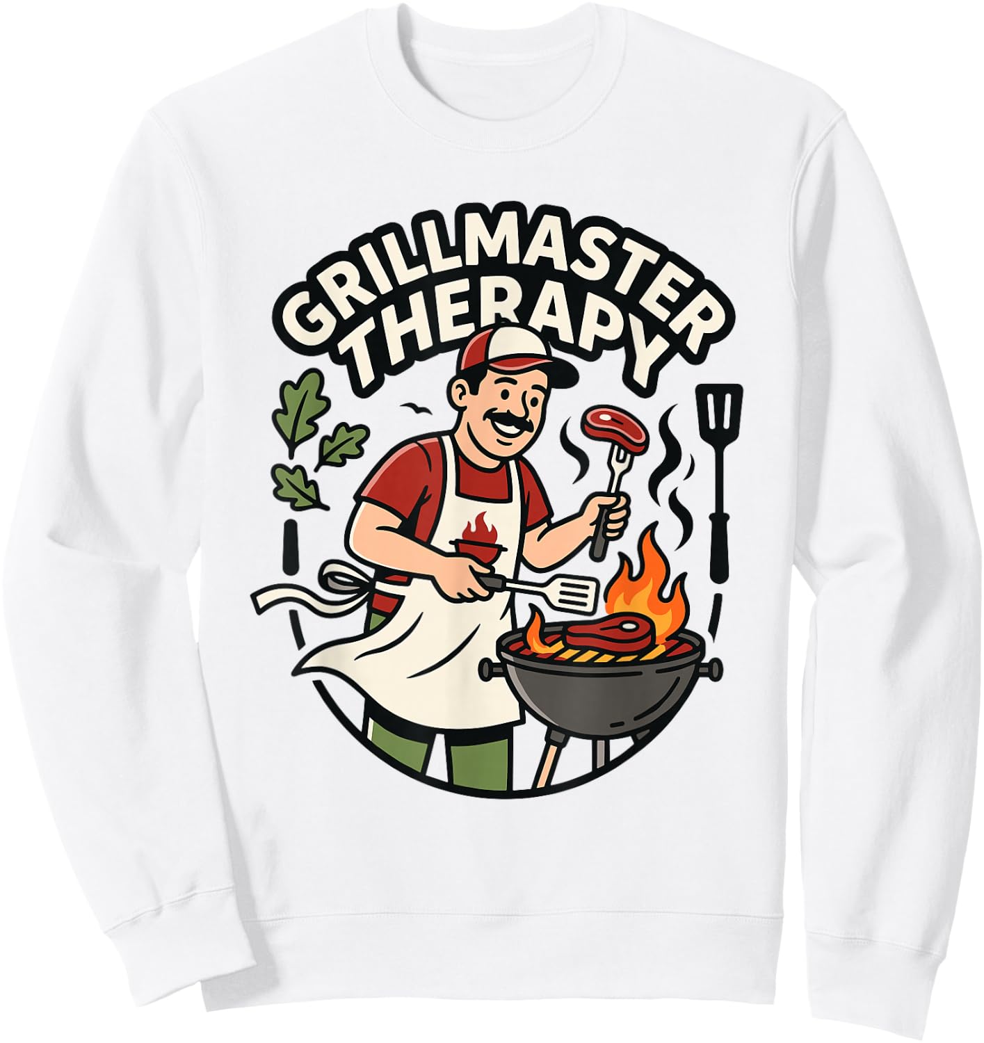 Grillmaster Therapy Grilling Humor BBQ Dad Quot Sweatshirt - Sweatshirt | White