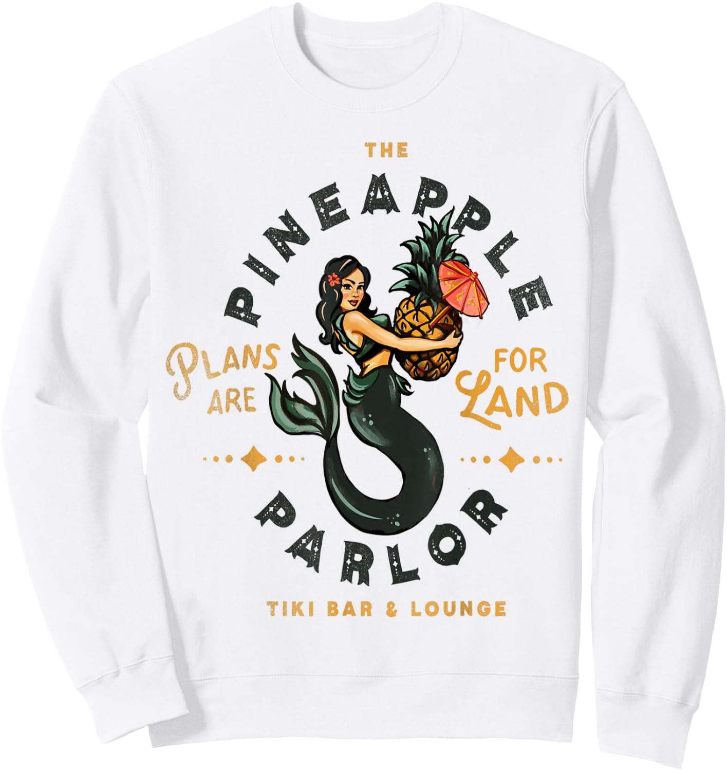 The Pineapple Parlor Tiki Bar & Lounge Vintage Pinup Mermaid Sweatshirt - Sweatshirt | White